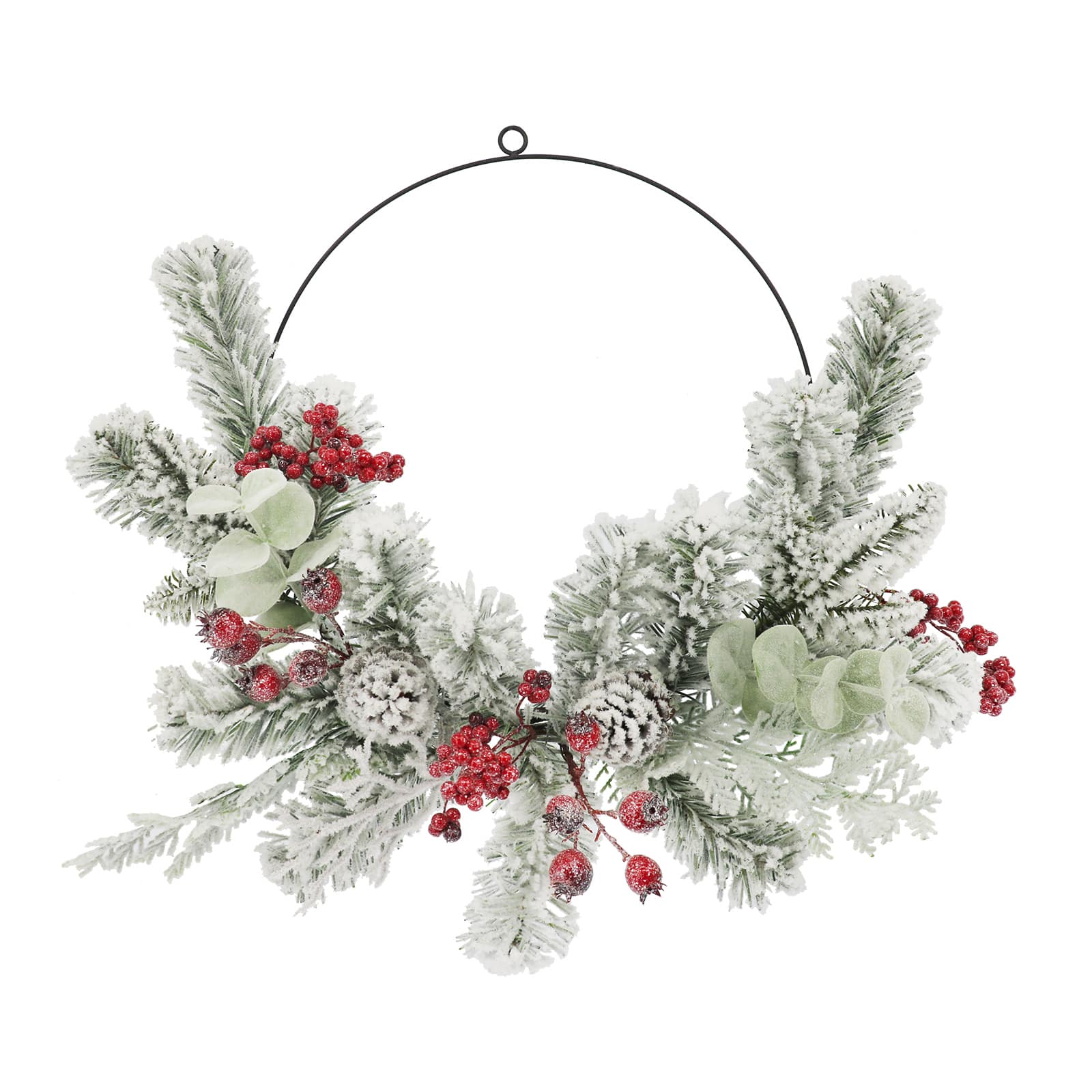 20&#x22; Snowy Pine &#x26; Red Berry Half Wreath by Ashland&#xAE;