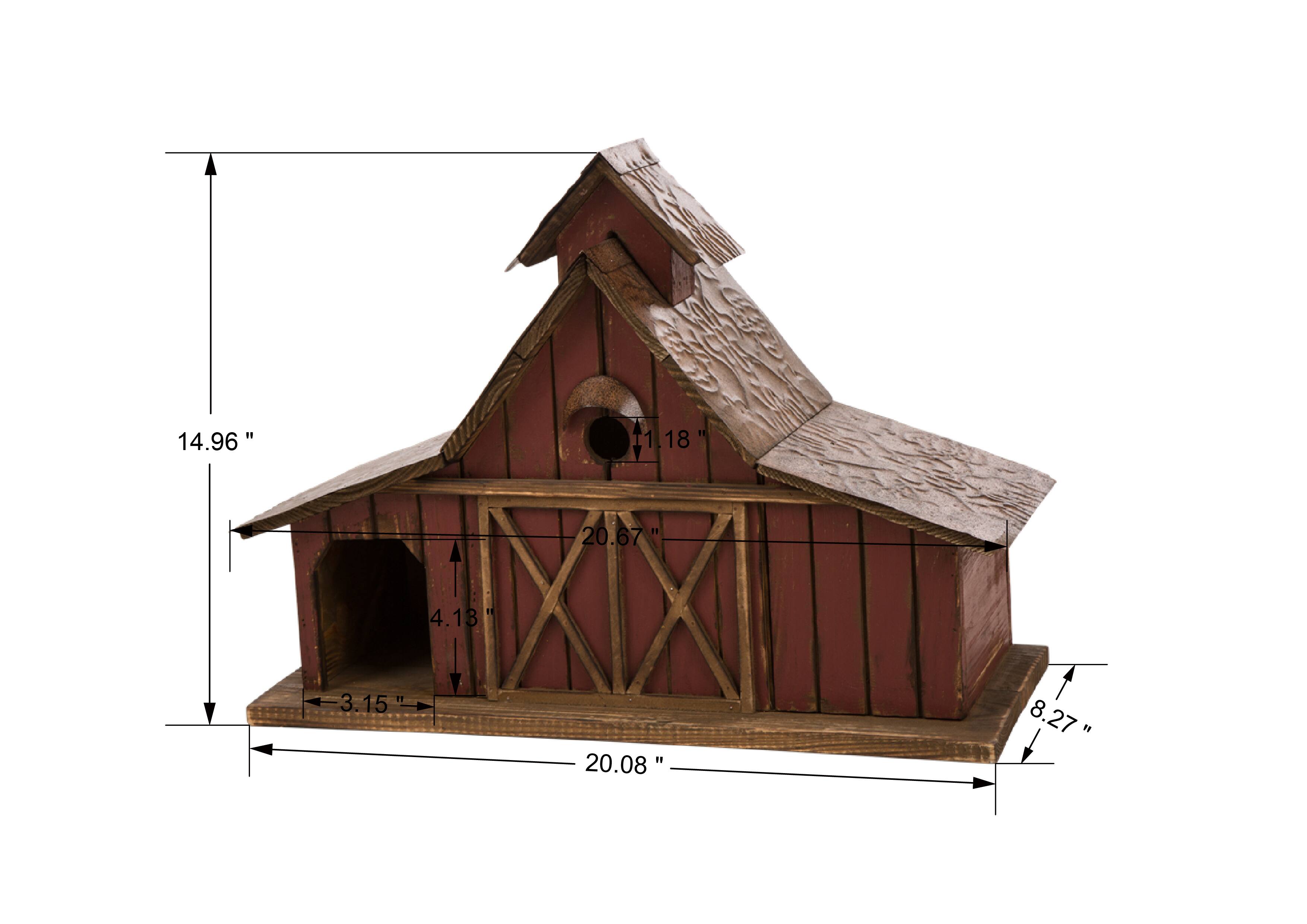 Glitzhome&#xAE; 20.67&#x22; Extra-Large Rustic Wood Barn Birdhouse