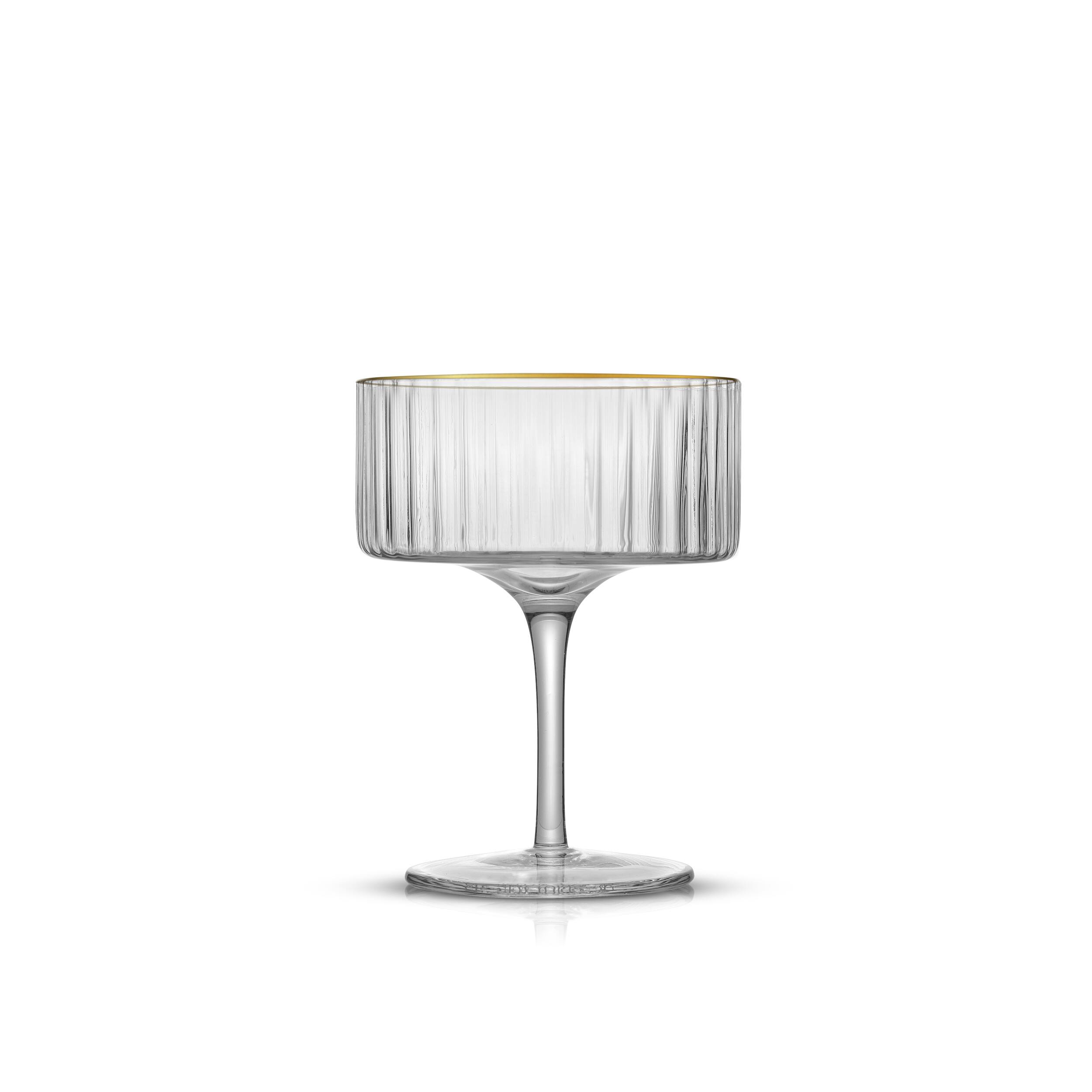JoyJolt&#xAE; Christian Siriano 10oz. Optic Gold Rim Coupe Glasses, 4ct.