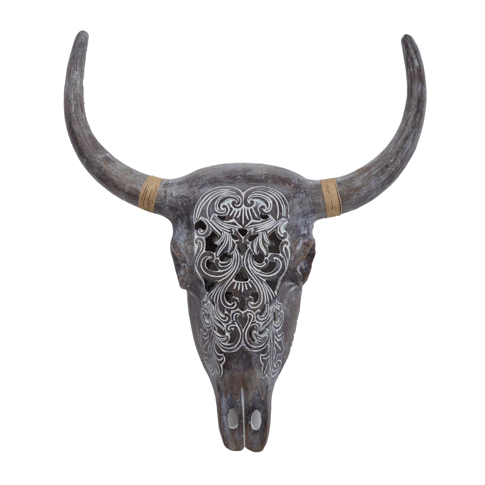 Grey Resin Bohemian Skull Wall Decor 5&#x22; x 20&#x22; x 23&#x22;