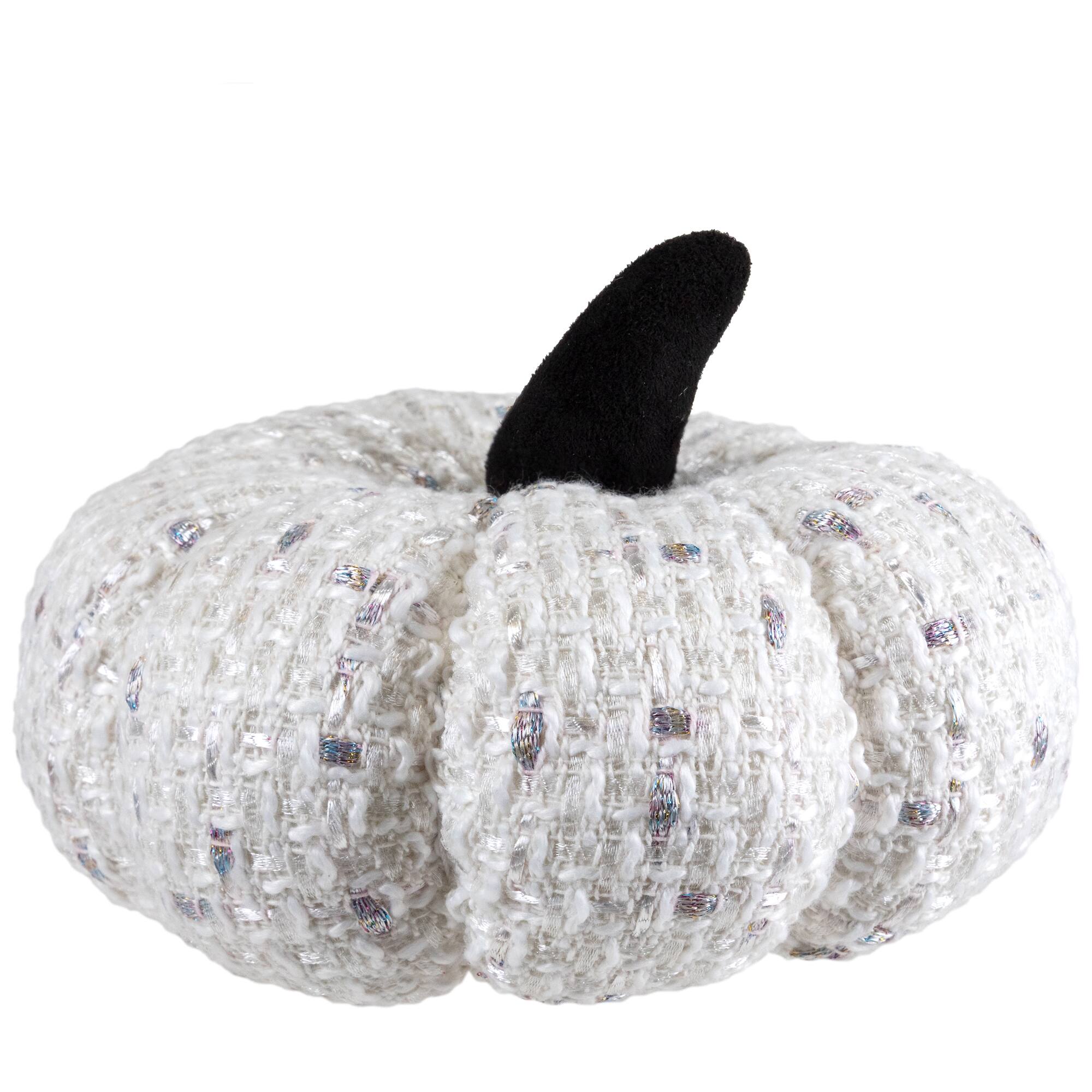 5" Ivory Knitted Fall Harvest Tabletop Pumpkin