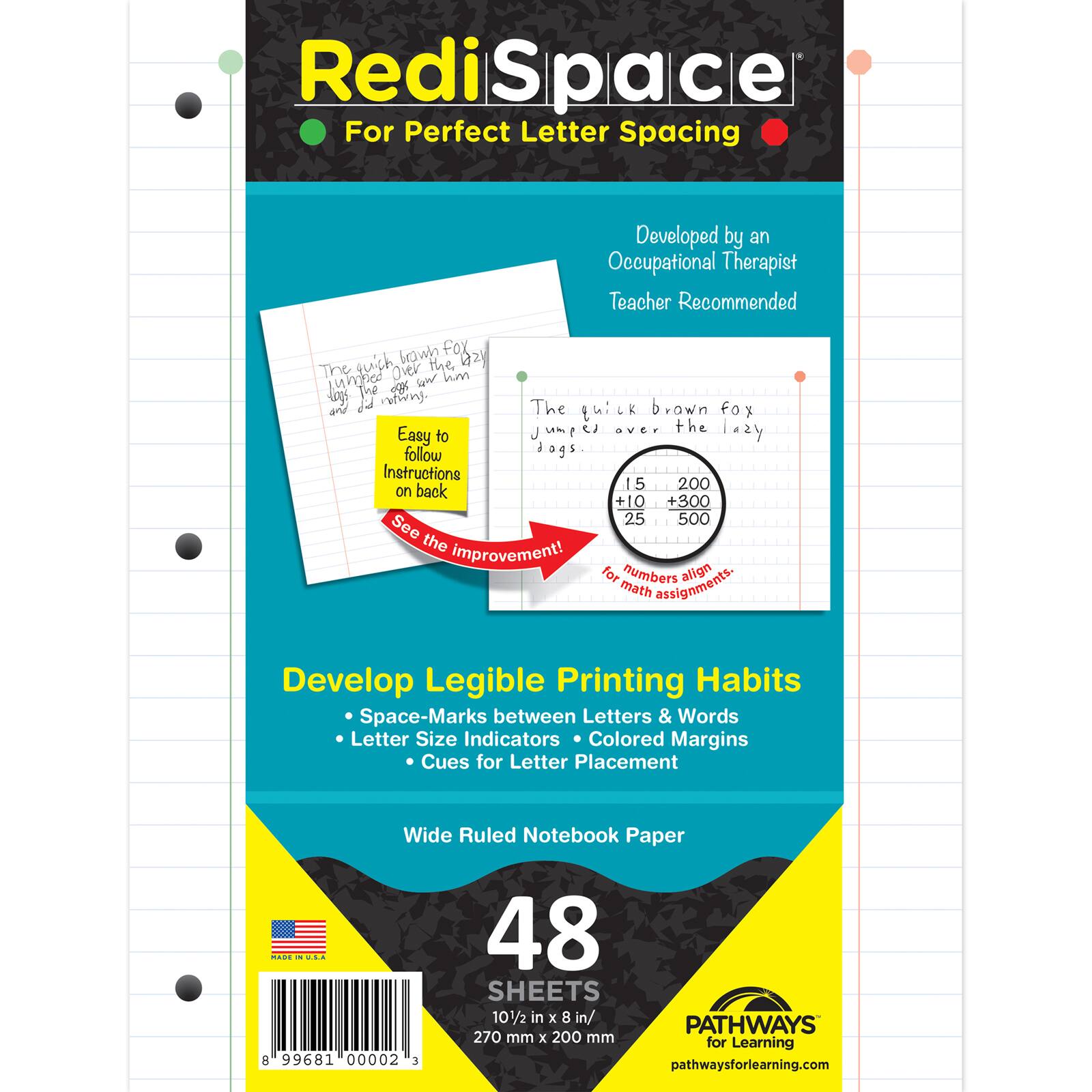 RediSpace® Wide Ruled 10.5" x 8" Notebook Filler Paper, 3 Packs of 48