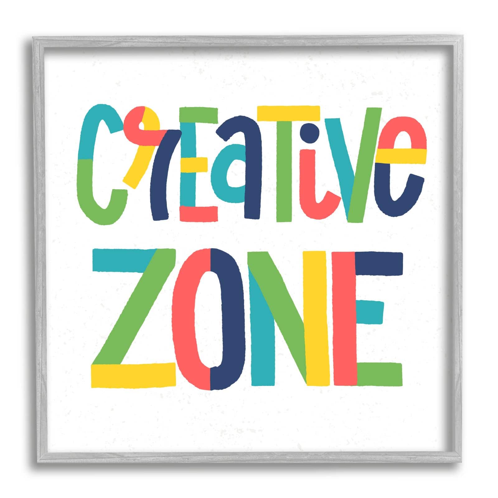 Stupell Industries Creative Zone Kids&#x27; Motivational Phrase Vibrant Playful Typography Framed Wall Art