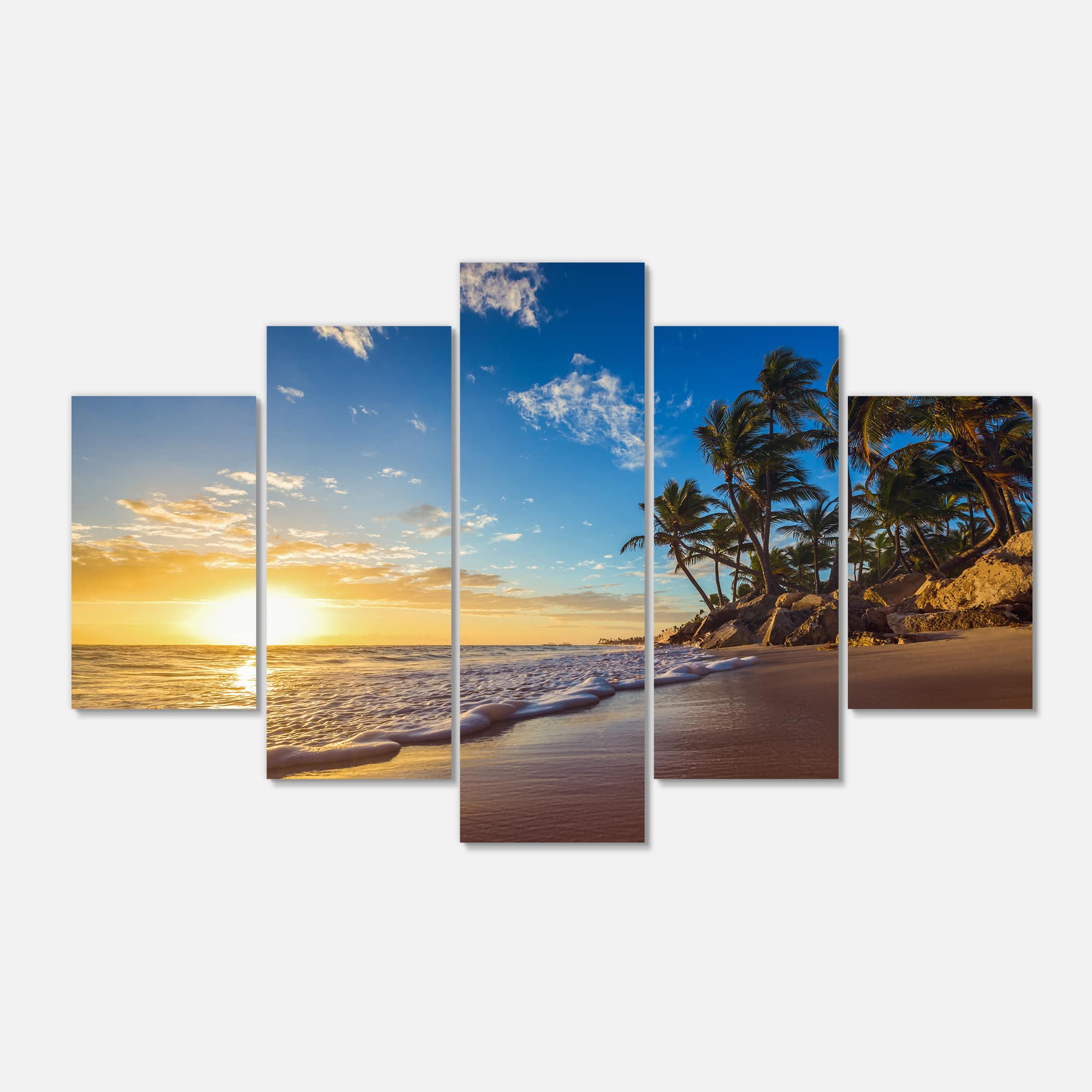 Designart - Paradise Tropical Island Beach Sunrise - Seashore Canvas Art Print