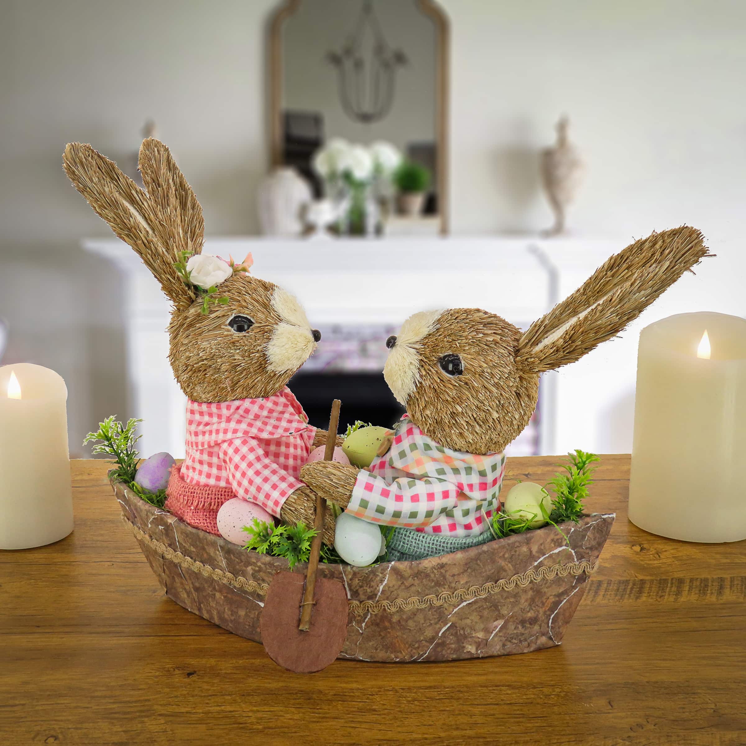 15&#x22; Easter Bunnies in a Boat