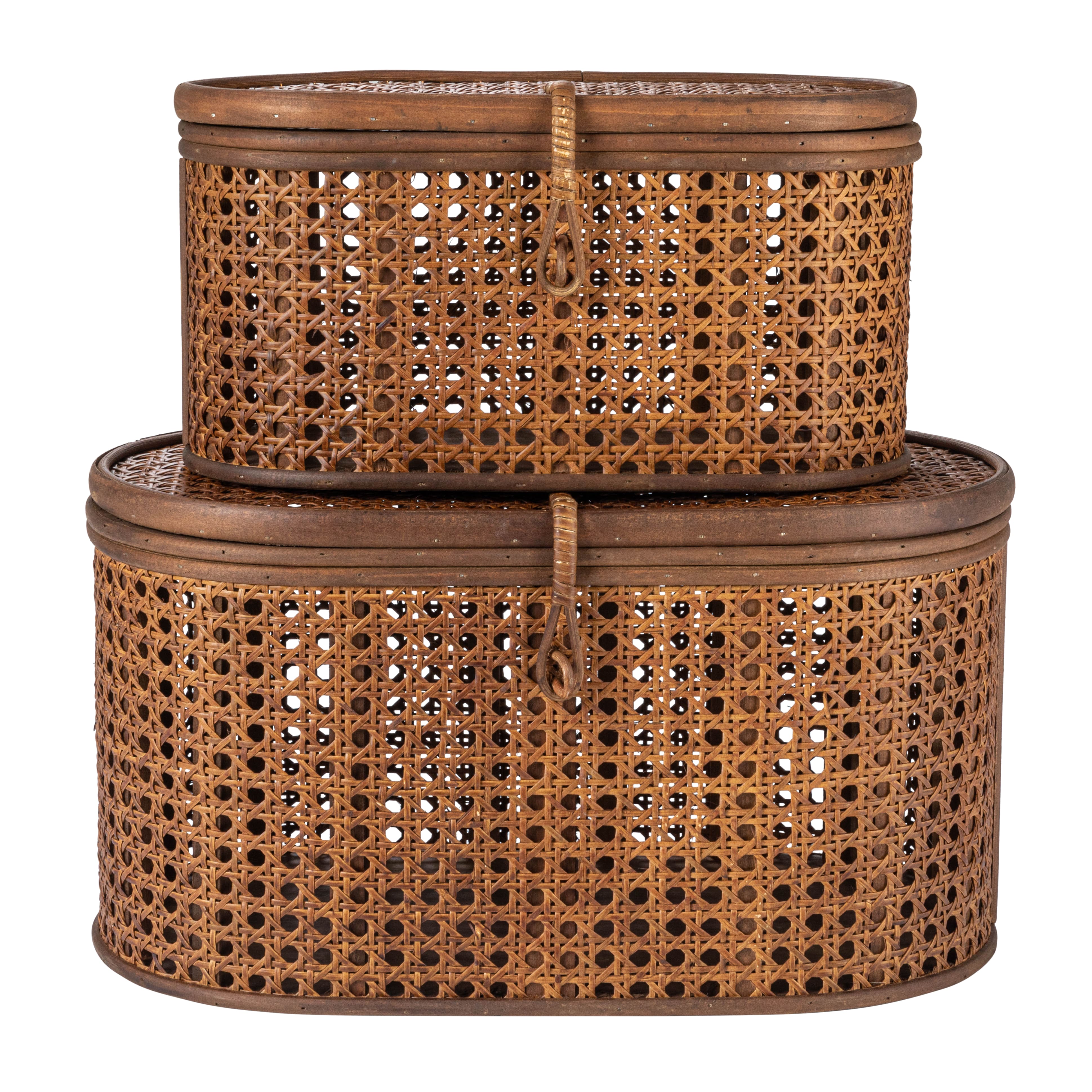 Hello Honey&#xAE; Modern Decorative Oval Woven Rattan Storage Box Set