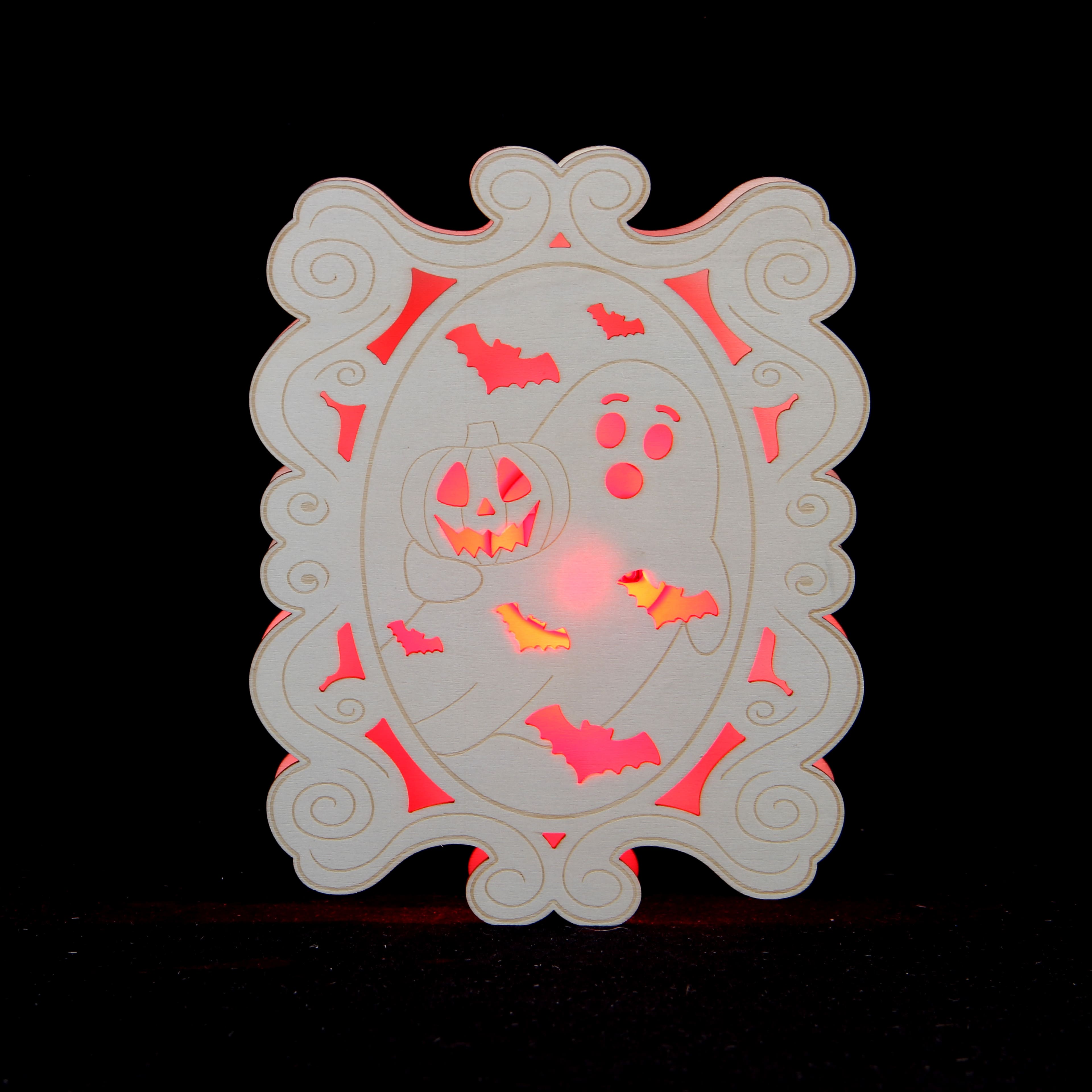 7.25&#x22; Framed Ghost &#x26; Jack-O&#x27;-Lantern DIY LED Plywood D&#xE9;cor by Make Market&#xAE;
