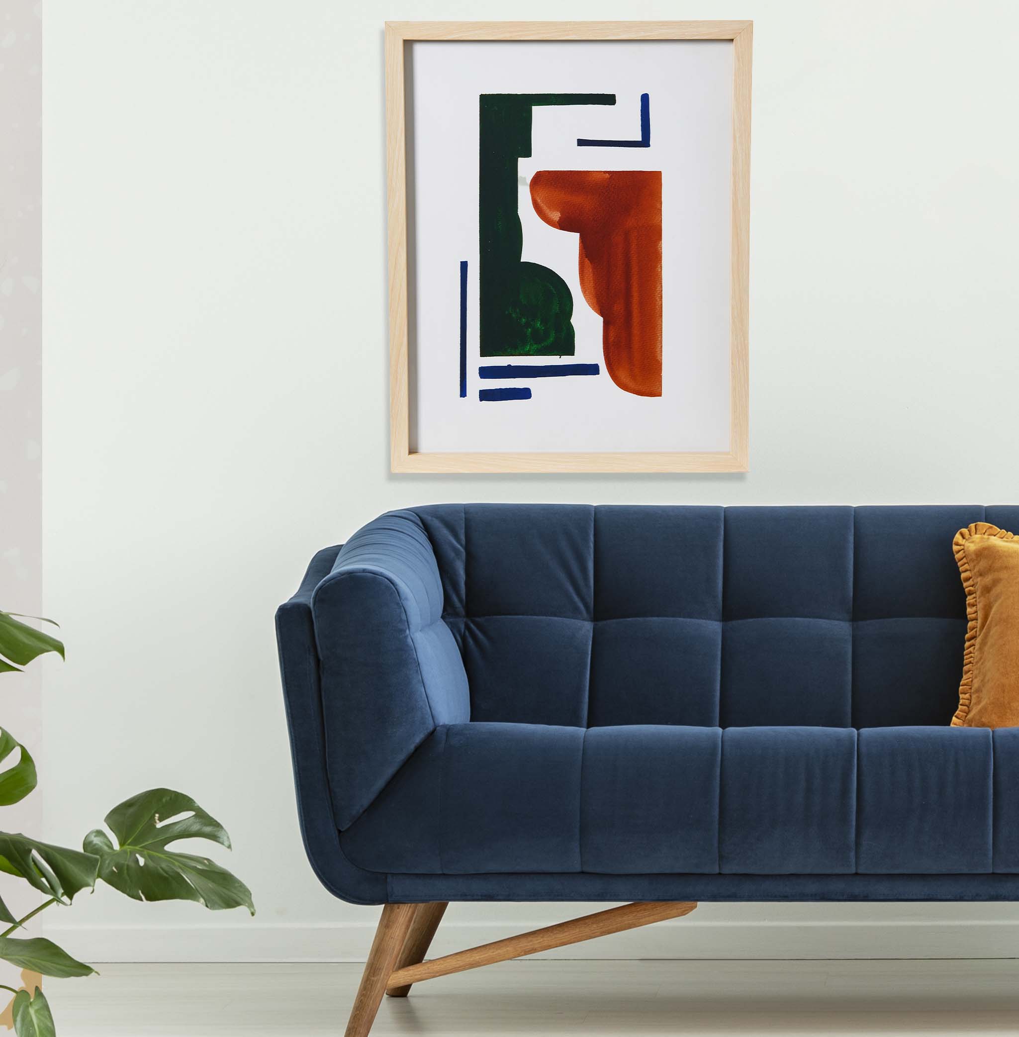 Hello Honey® Abstract Geometric Print with Natural Solid Wood Frame