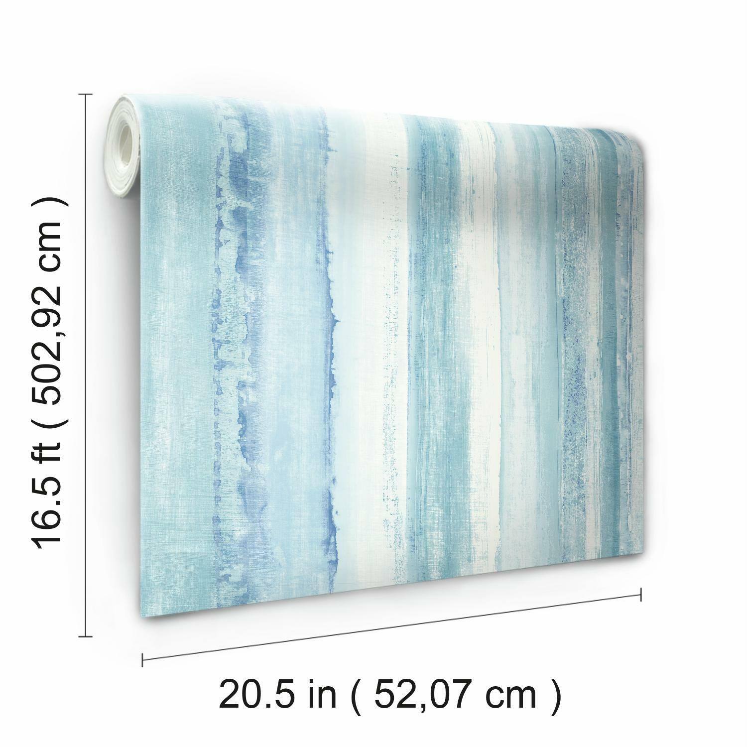 RoomMates Blue Watercolor Stripe Peel &#x26; Stick Wallpaper
