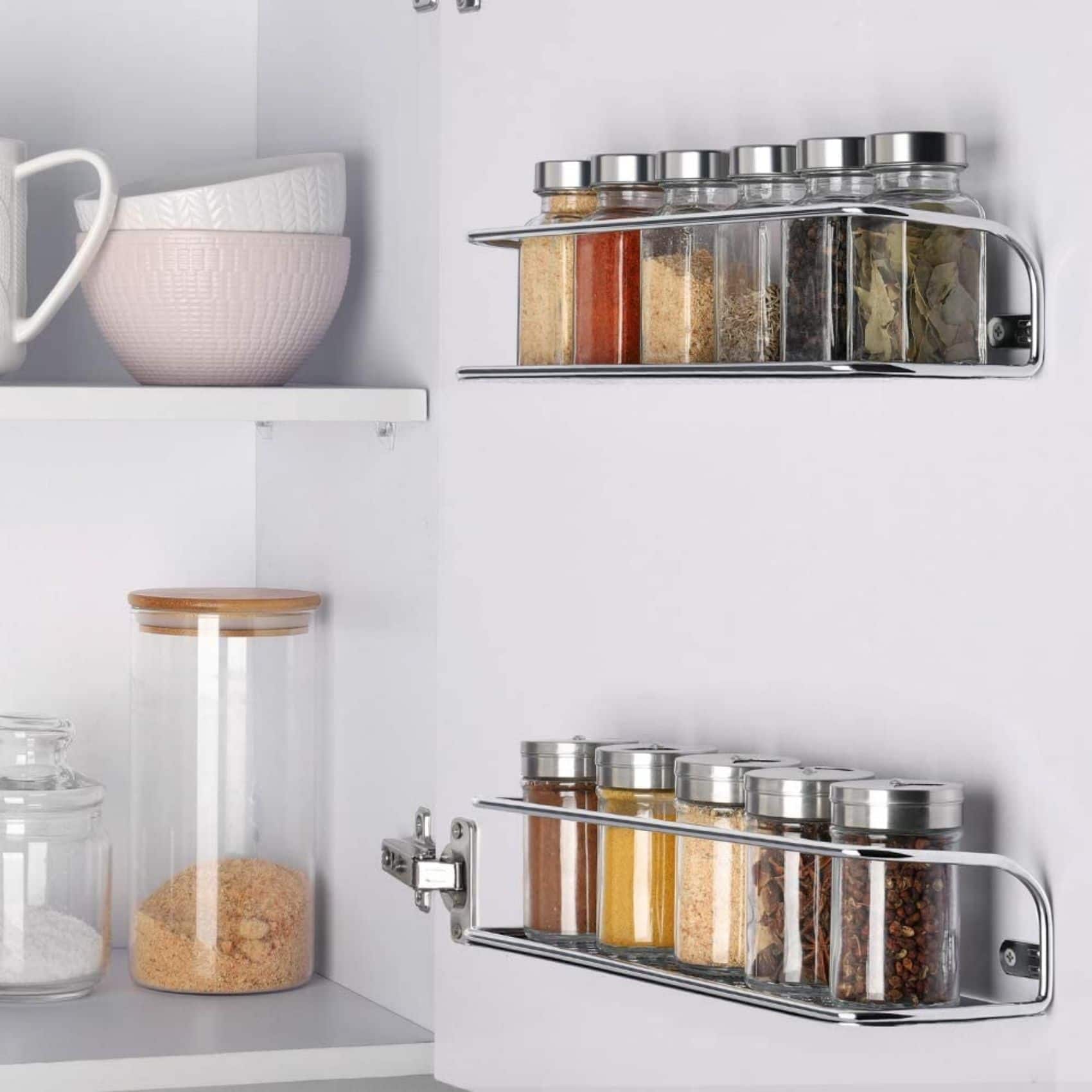 NEX™ Chrome Wall-Mount Spice Rack with Guard Rail, 4ct.