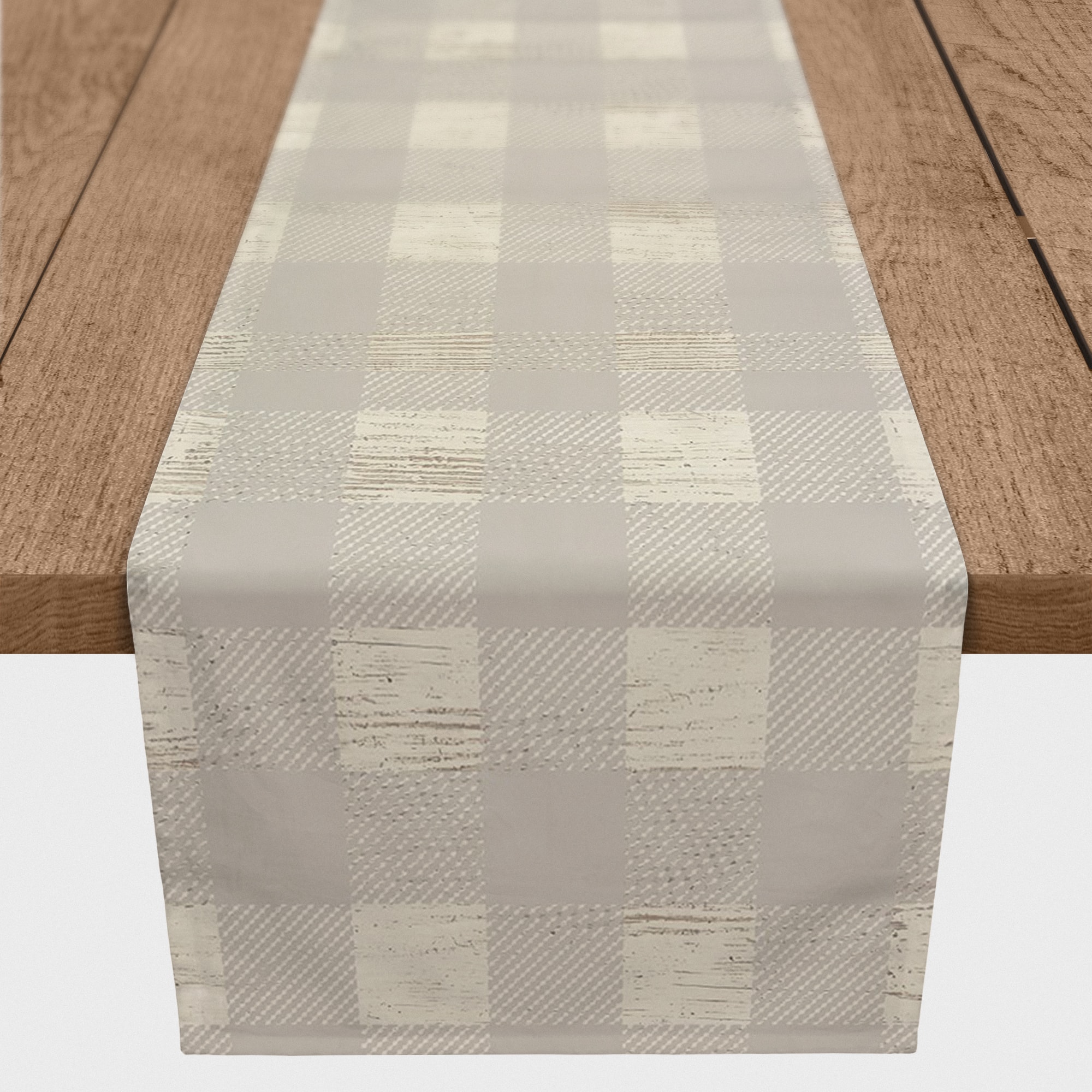 90&#x22; Gray Buffalo Check Cotton Twill Runner