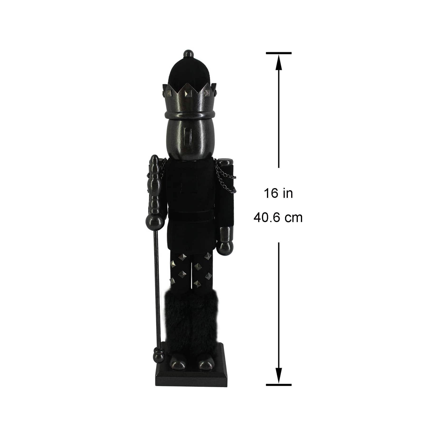 16&#x22; Black Wood Nutcracker with Staff by Ashland&#xAE;