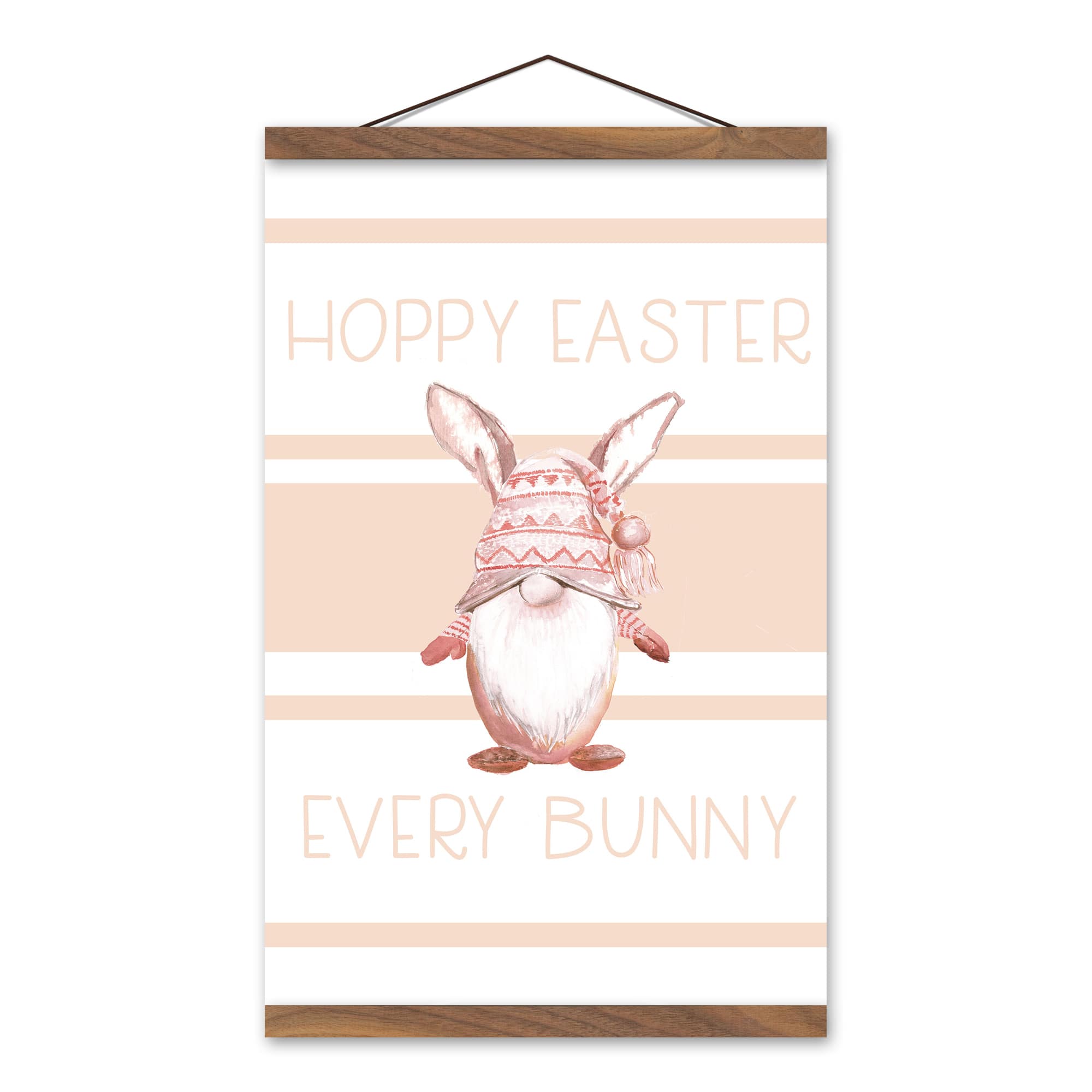 Hoppy Easter Gnome Blush 12" x 18" Teak Hanging Canvas
