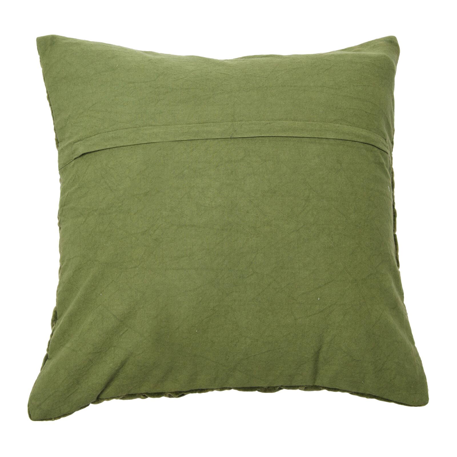 Hello Honey® 20'' Green Square Quilted Velvet Pillow Cover