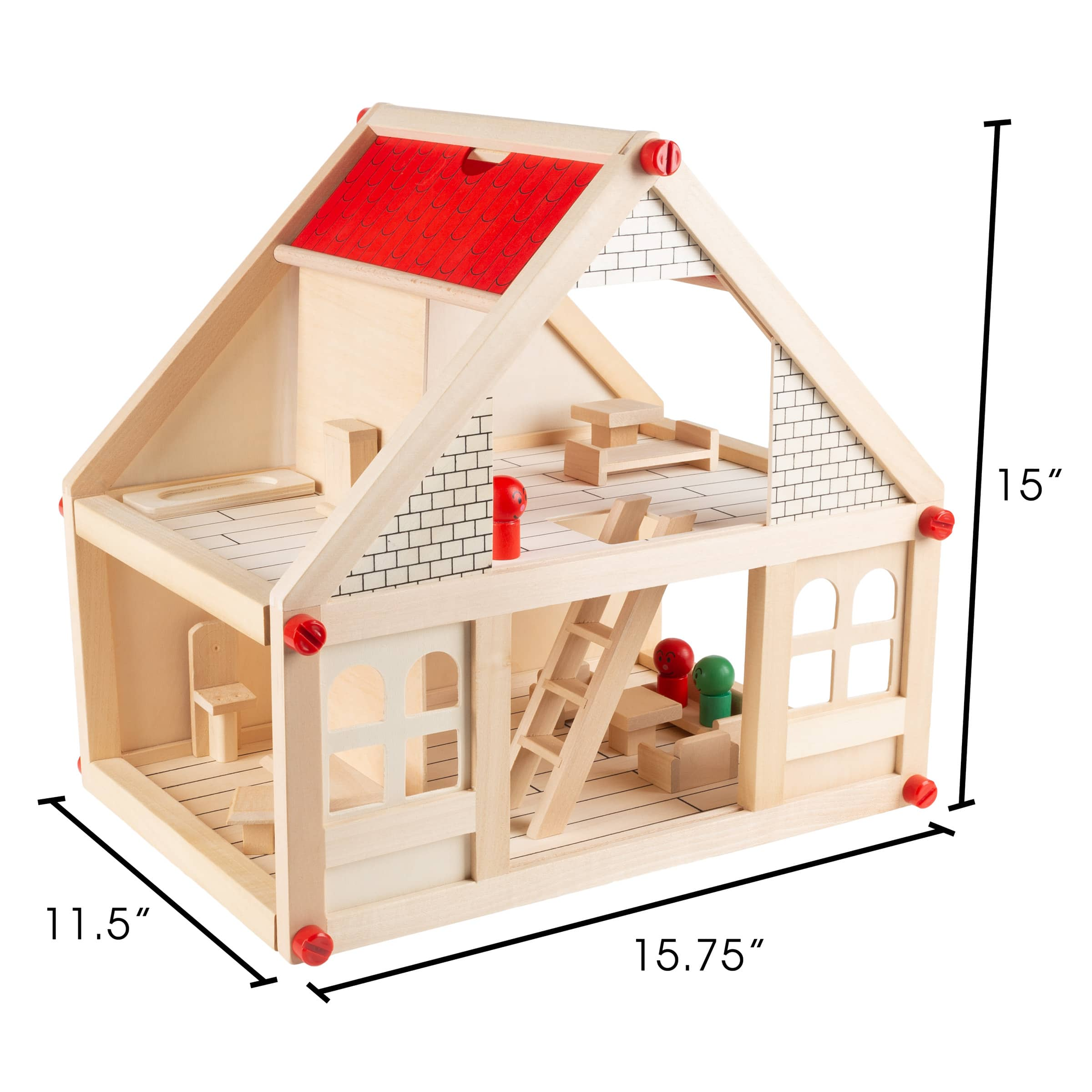 2 Story Wood Dollhouse Playset