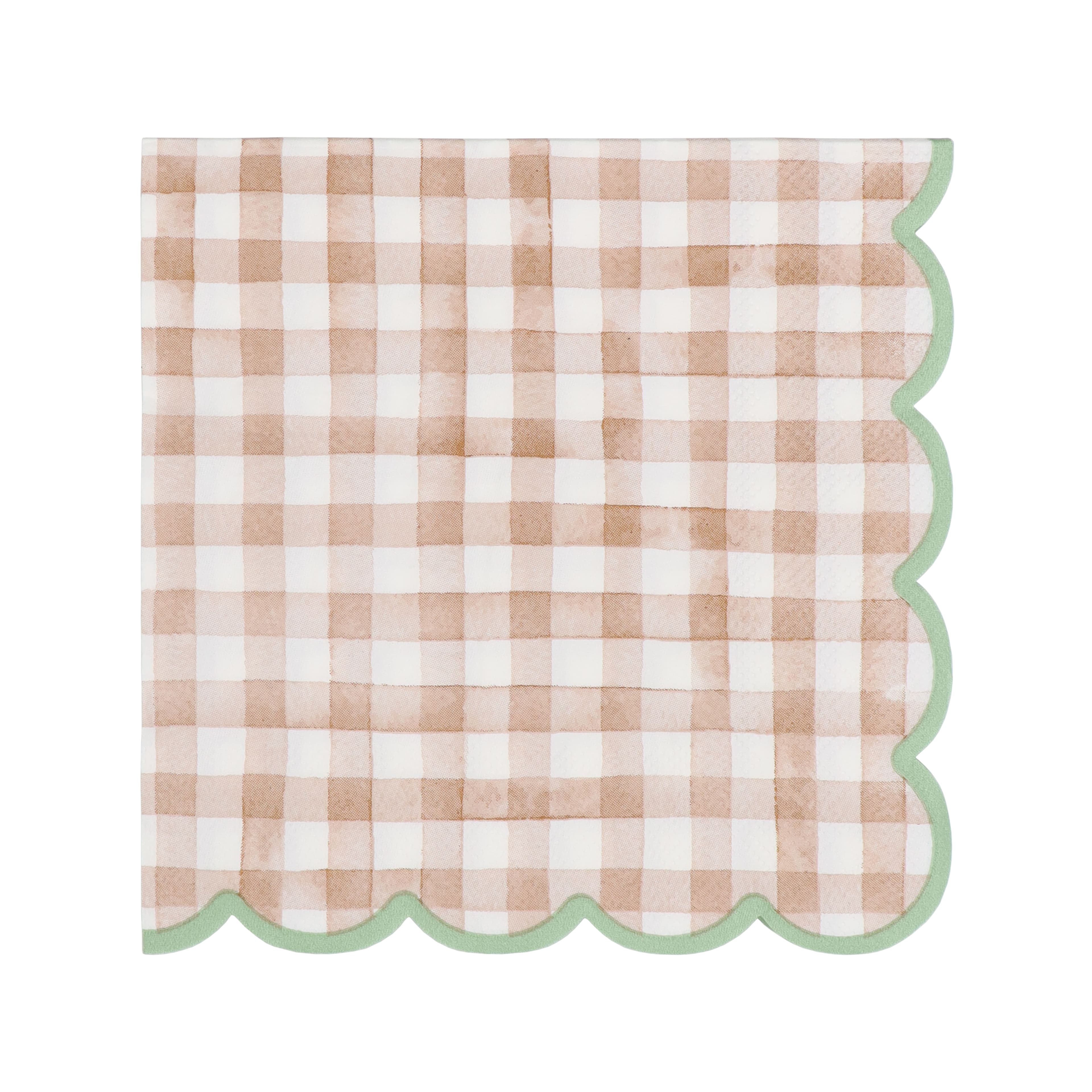 Brown Gingham Scalloped Lunch Napkins, 20ct. by Celebrate It™