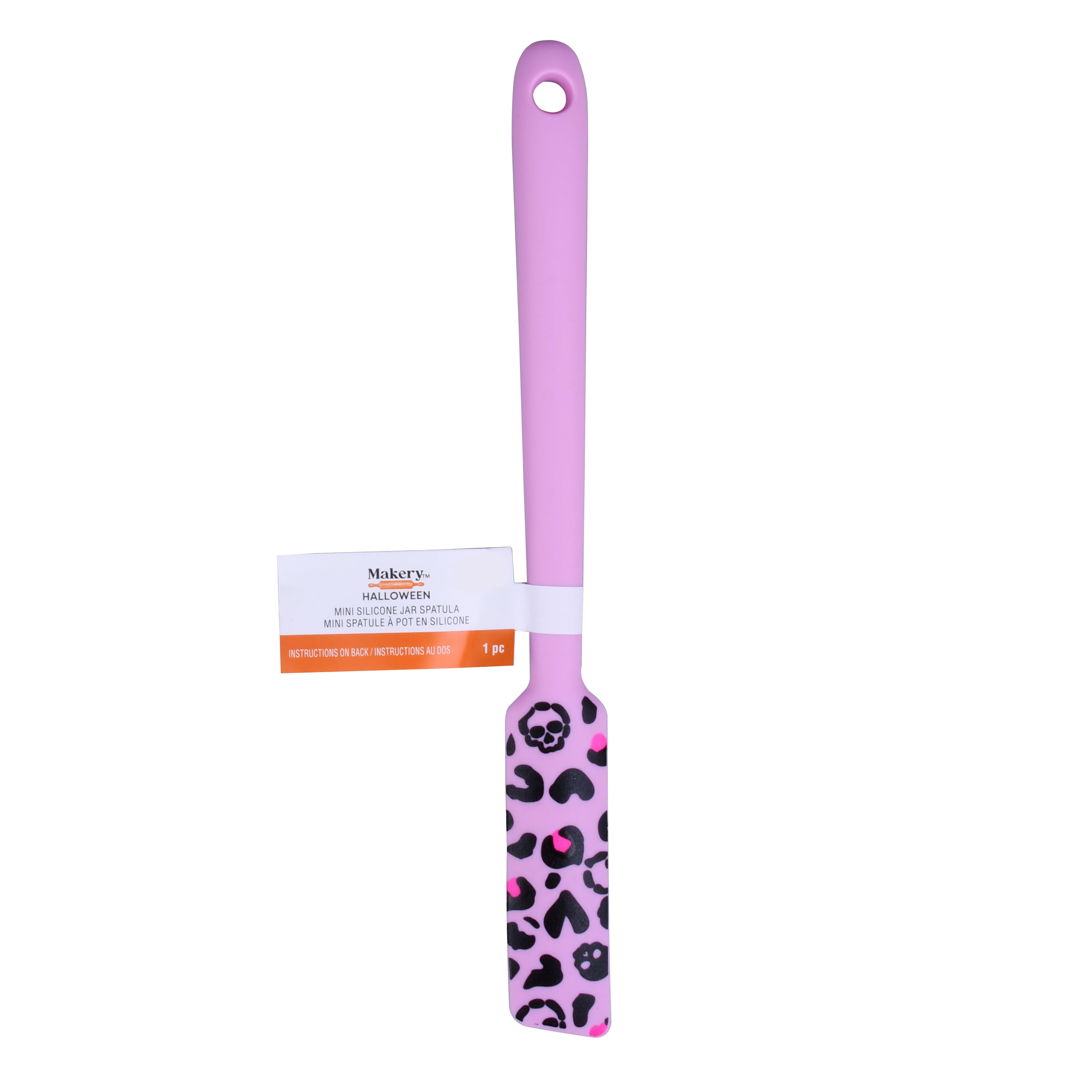 Mini Pink Skull Leopard Print Silicone Jar Spatula by Makery&#x2122;