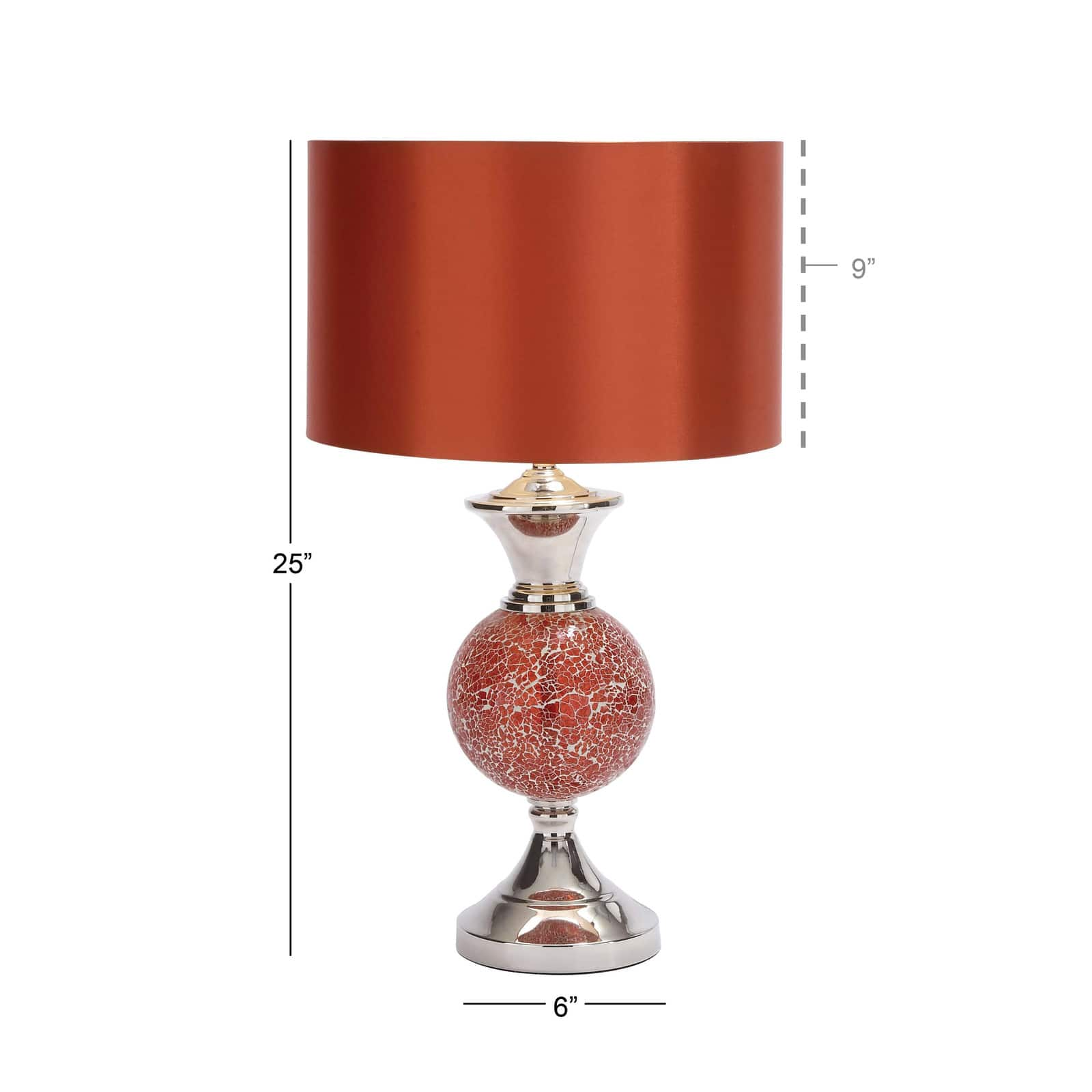 Set of 2 Red Glass Glam Table Lamp, 25&#x22;