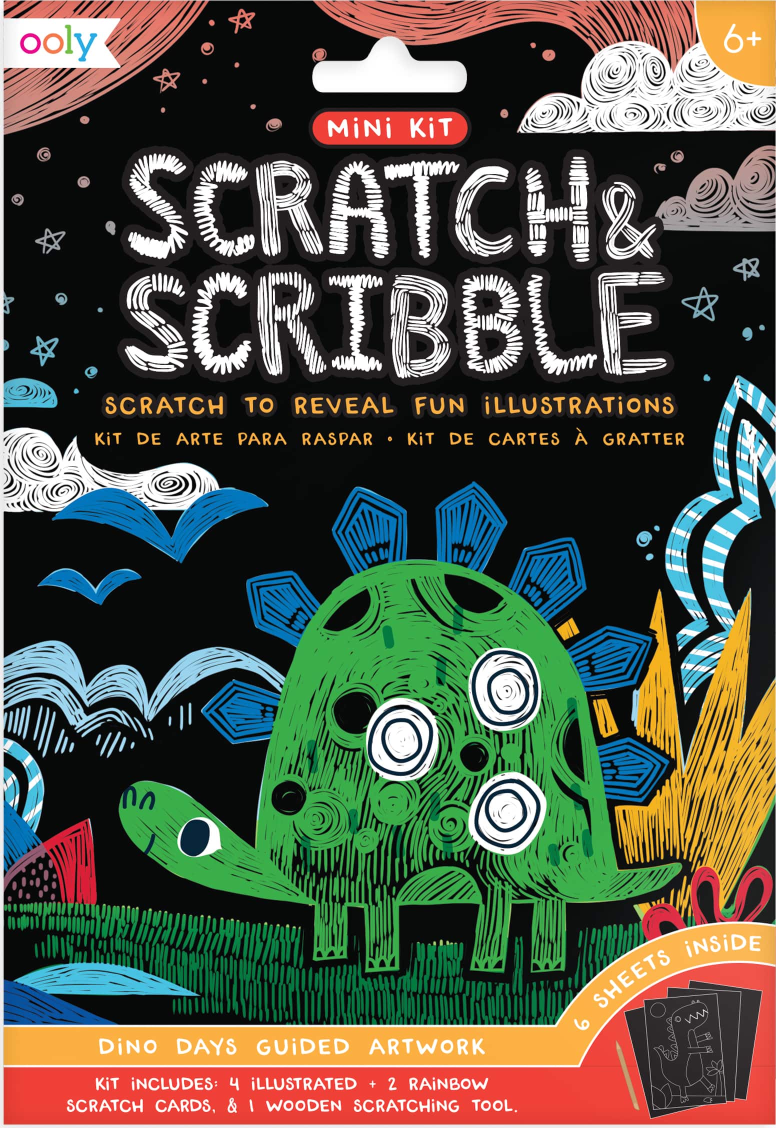 OOLY Mini Scratch &#x26; Scribble Dino Days Art Kit