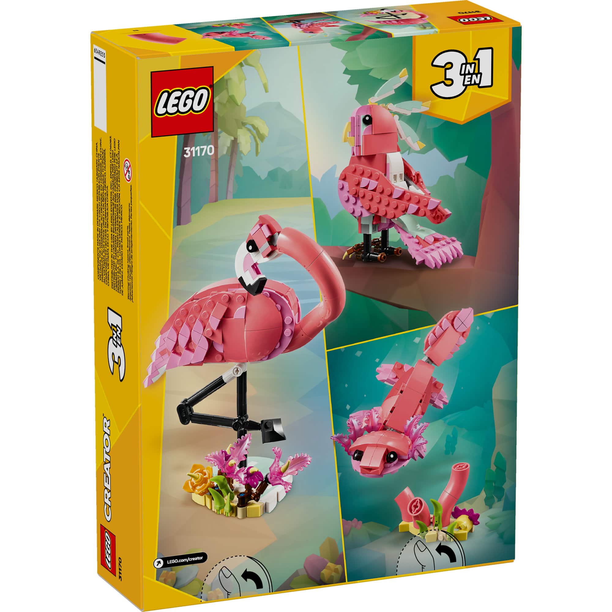 LEGO® Creator 3in1 Wild Animals: Pink Flamingo Animal Toy Playset 31170