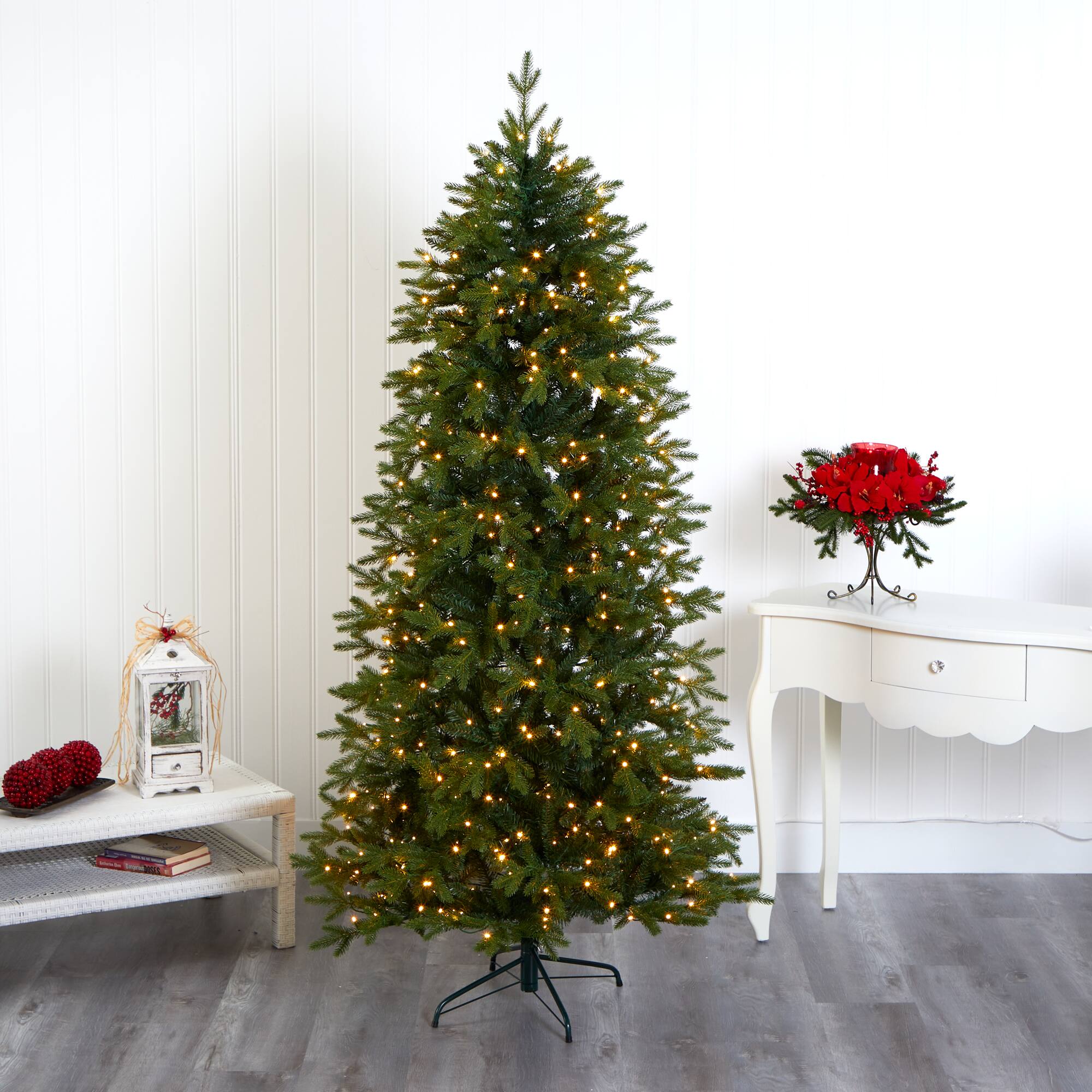 7ft. Pre-Lit Belgium Fir Artificial Christmas Tree, Clear LED Lights