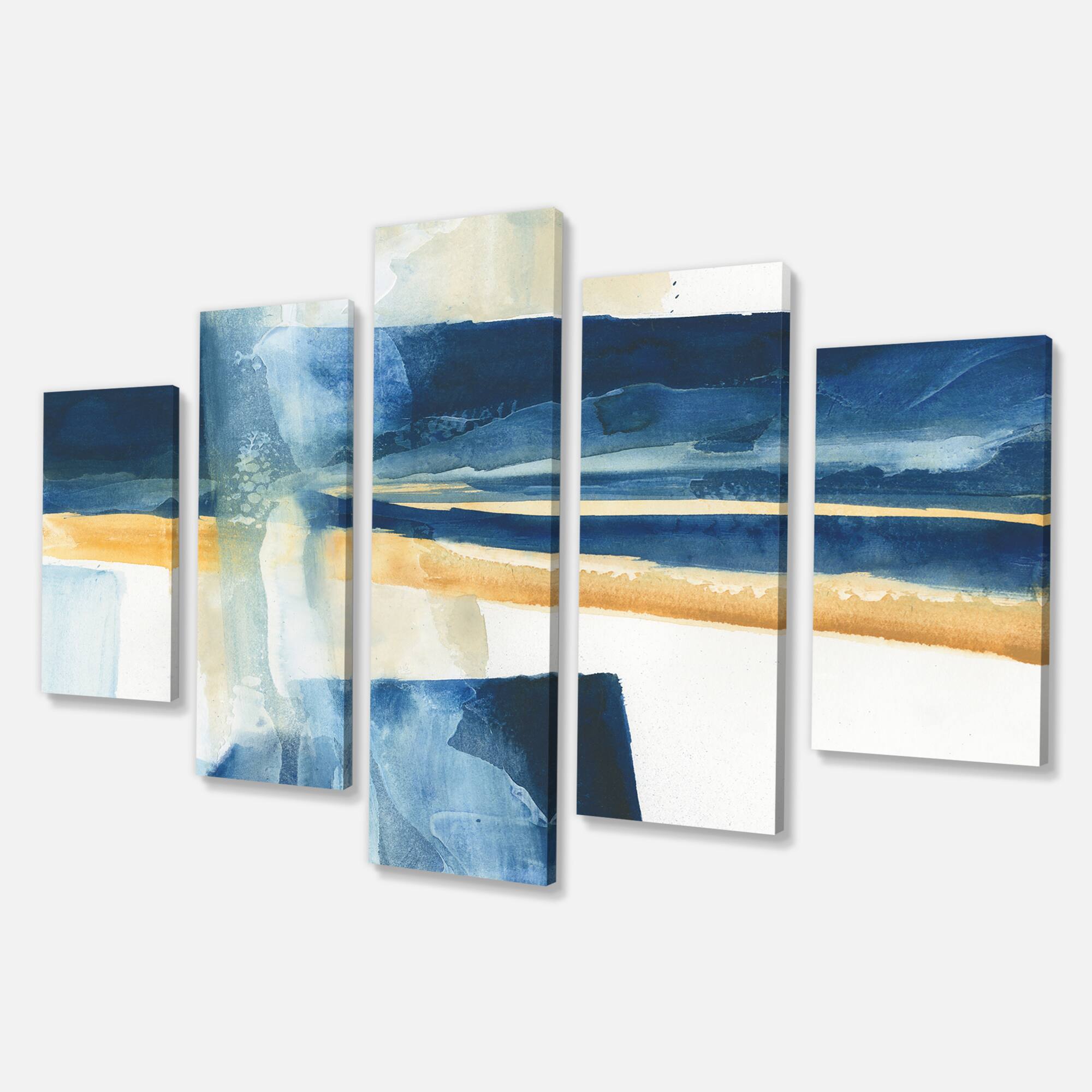 Designart - Indigo Panel IV - Glam Modern Gallery-wrapped Canvas