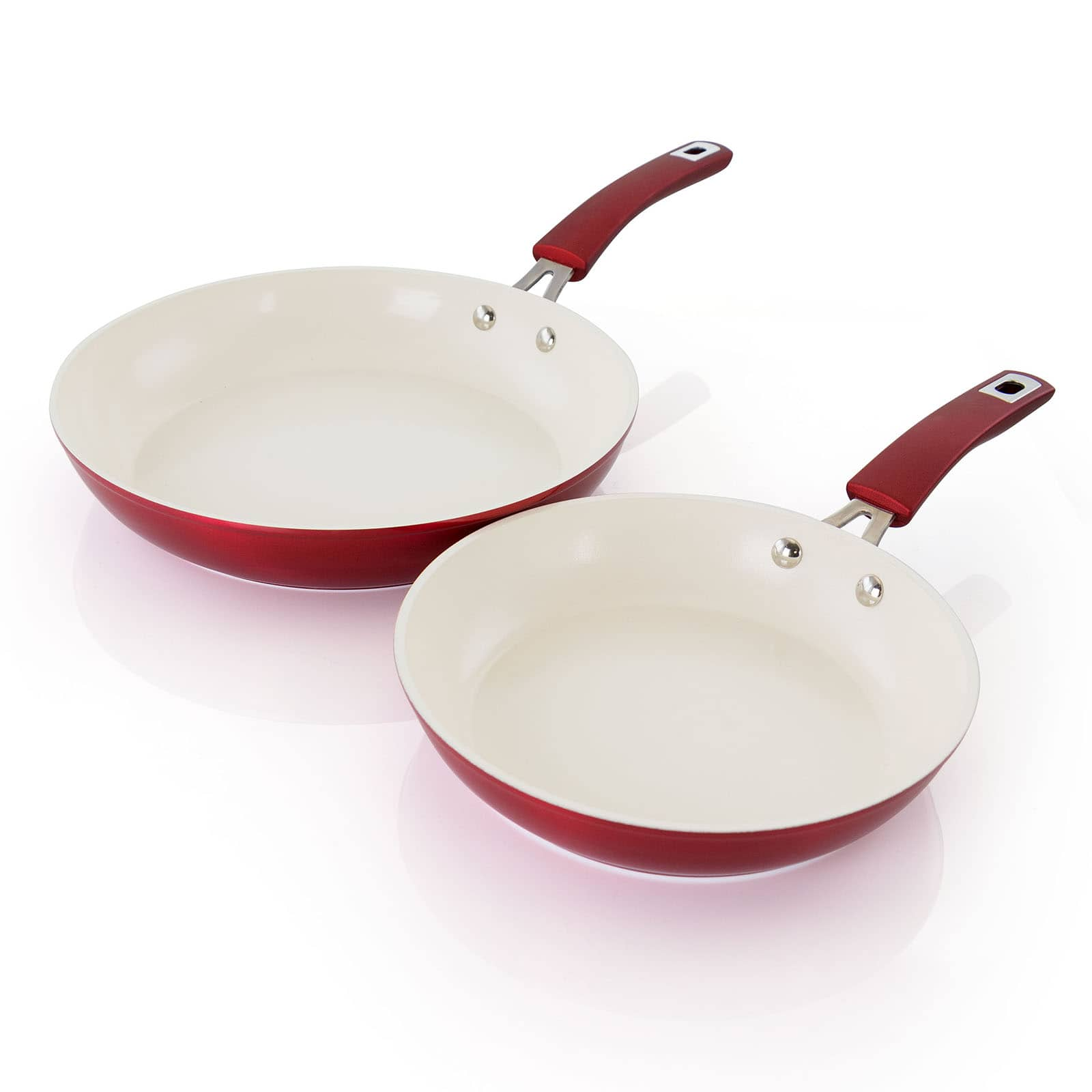 Kenmore&#xAE; Arlington 2-Piece Metallic Red Aluminum Ceramic Coated Nonstick Frying Pan Set