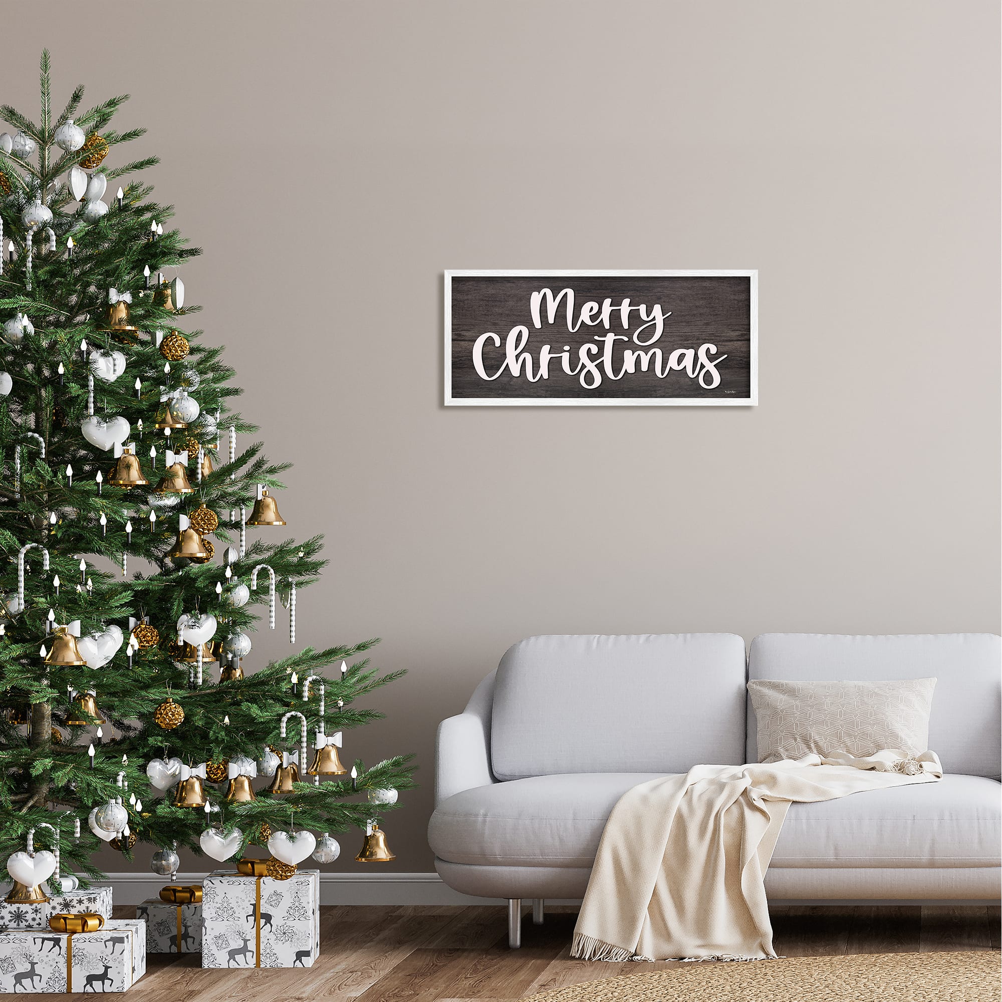 Stupell Industries Merry Christmas Farmhouse Phrase Framed Giclee Art