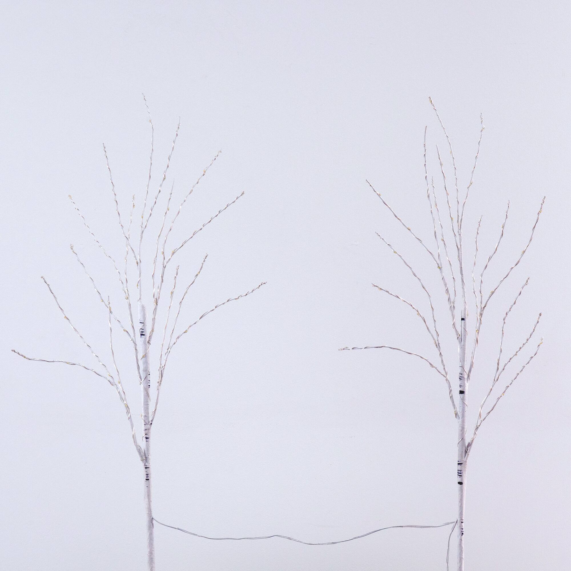 2 Pack 2.5ft. Pre-Lit White Birch Artificial Christmas Branches, Warm White Micro LED Lights