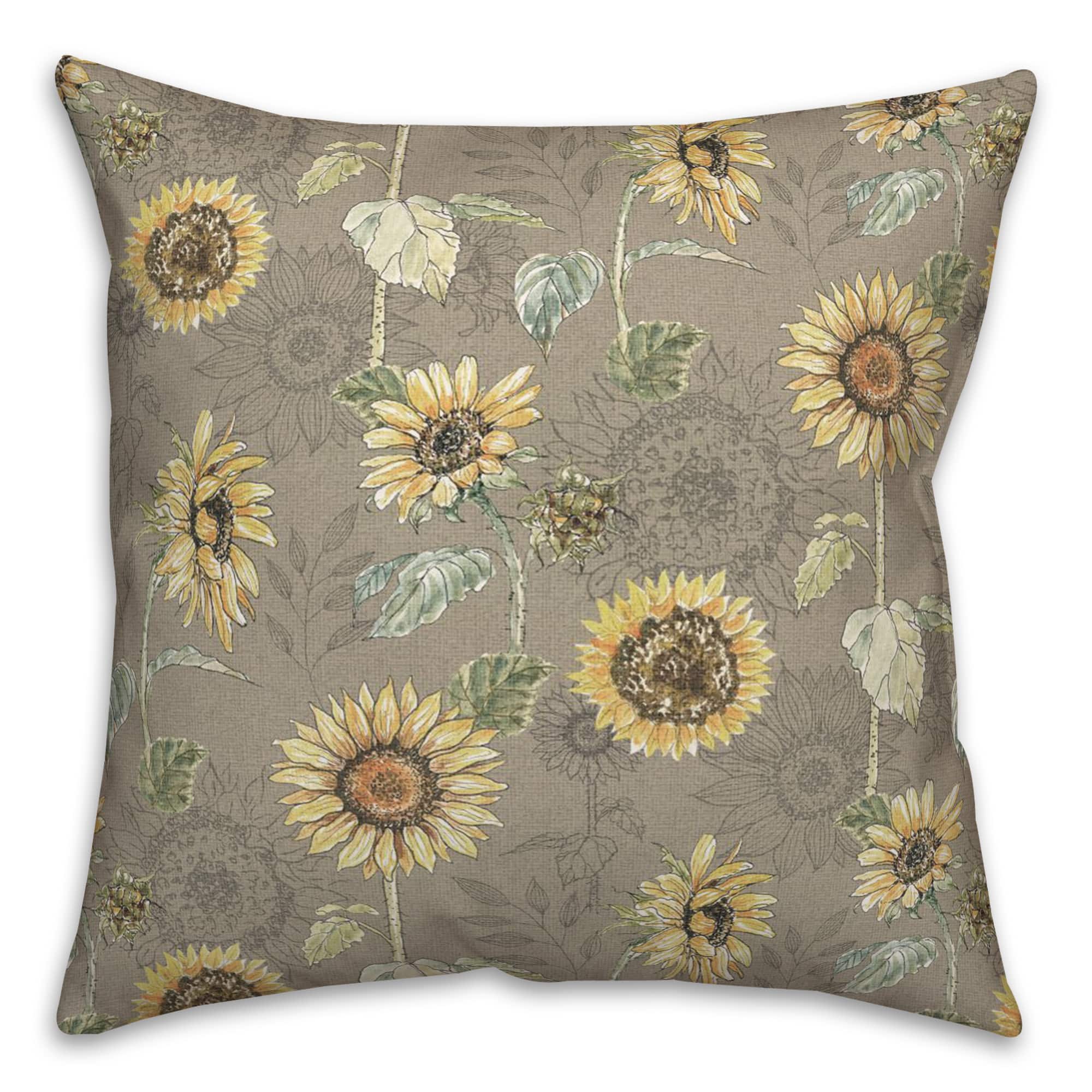 Sunflower Pattern Throw Pillow