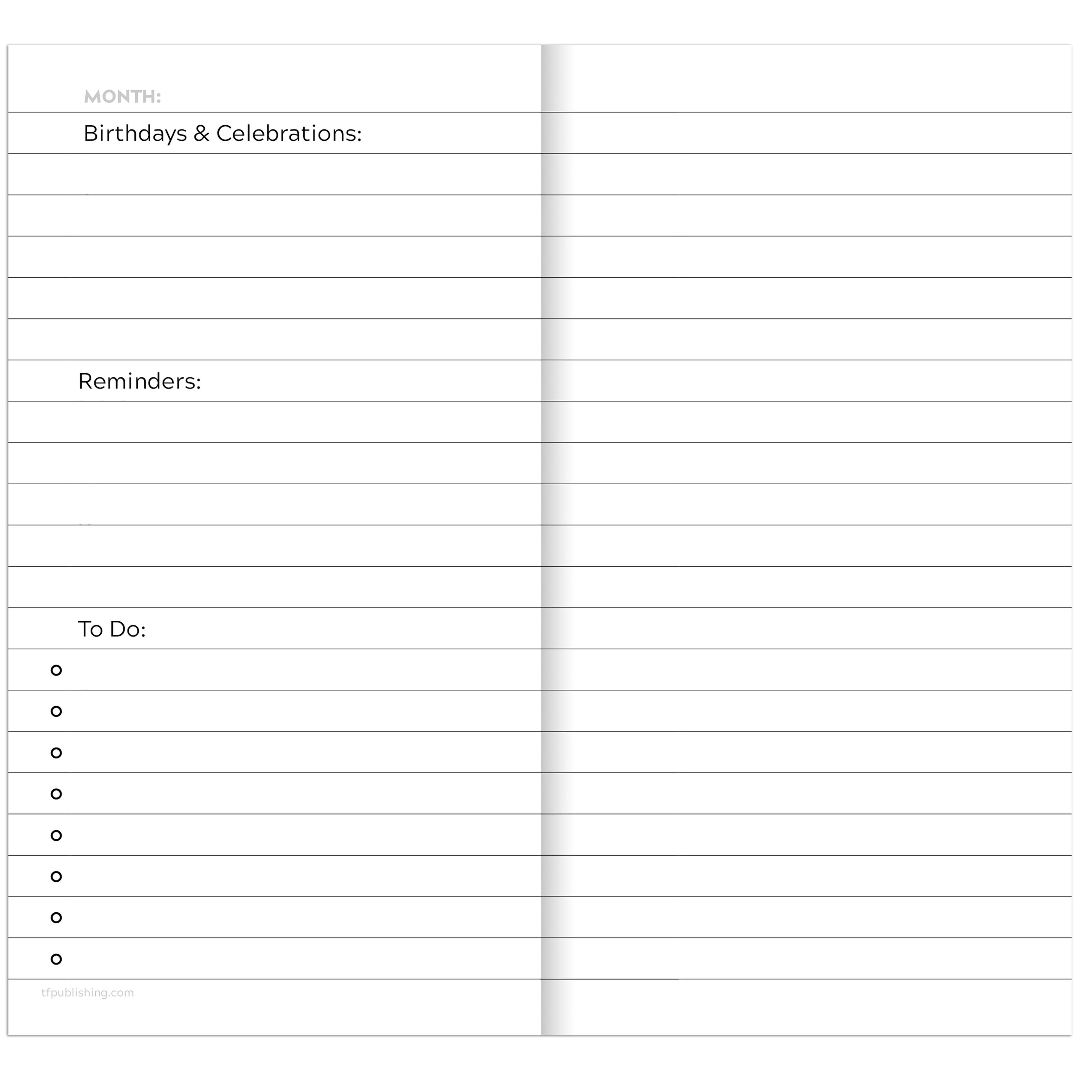 TF Publishing Classic Navy Undated Monthly Pocket Planner
