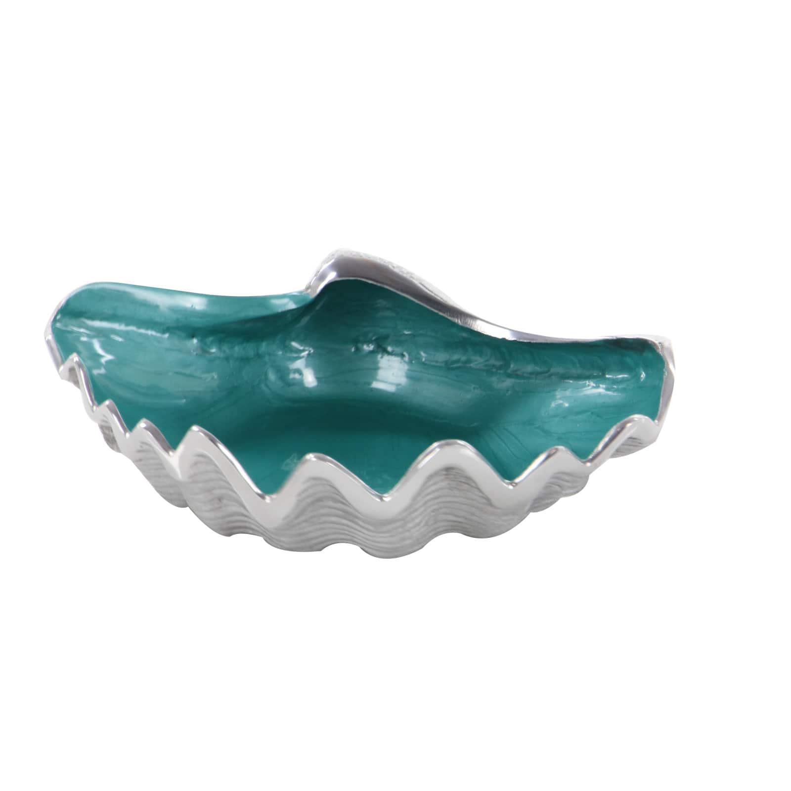 12&#x22; Silver Metal Coastal Serving Bowl