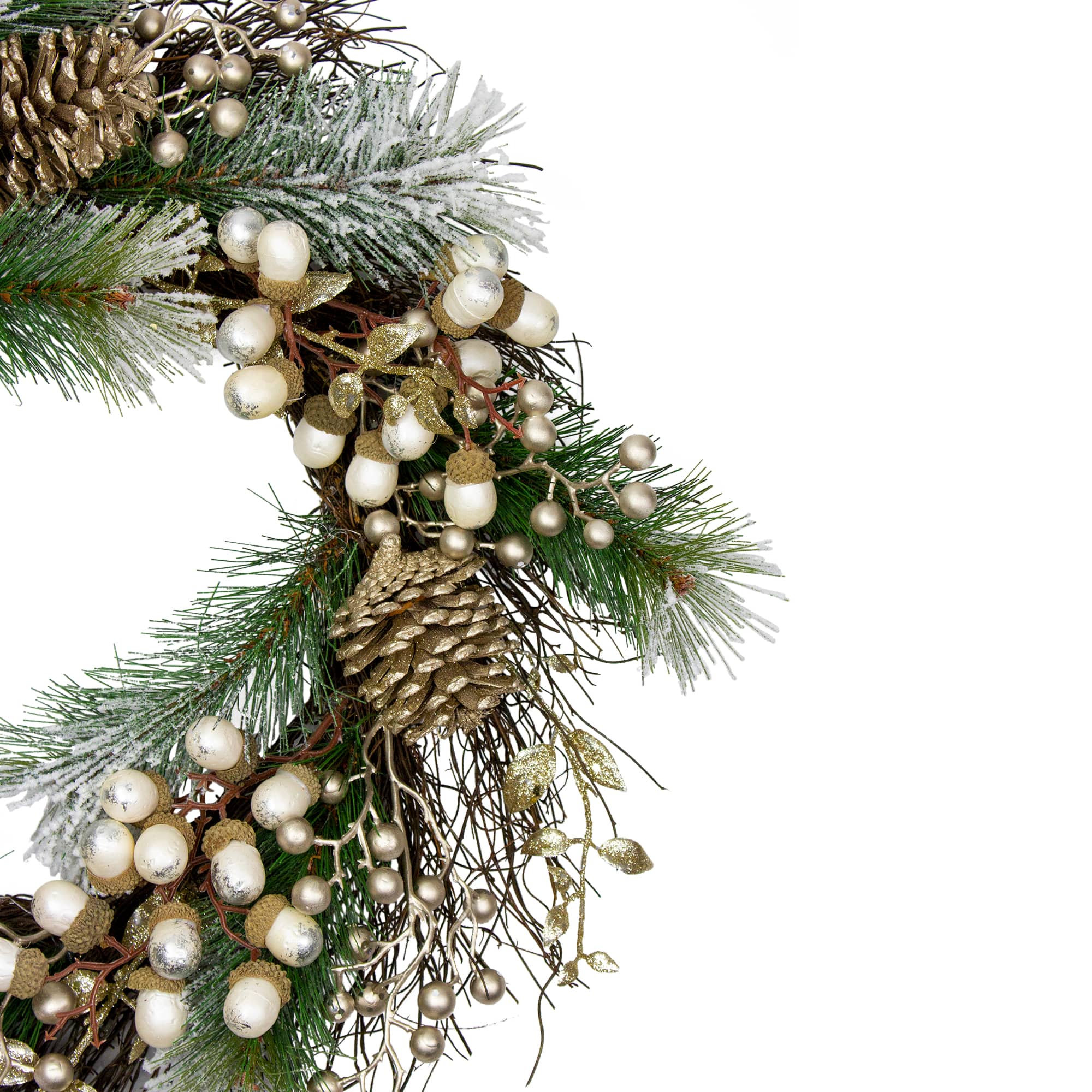 22" Acorn, Pinecone & Flocked Pine Needle Wreath