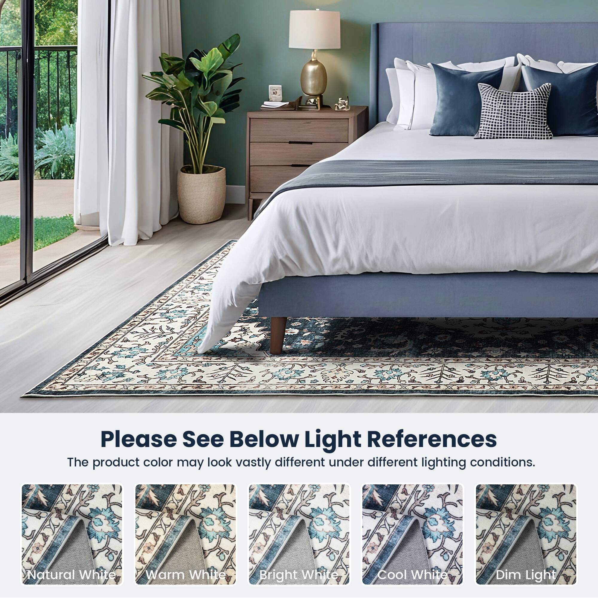 Glitzhome® 5ft. x 8ft. Blue & Ivory Oriental Area Rug