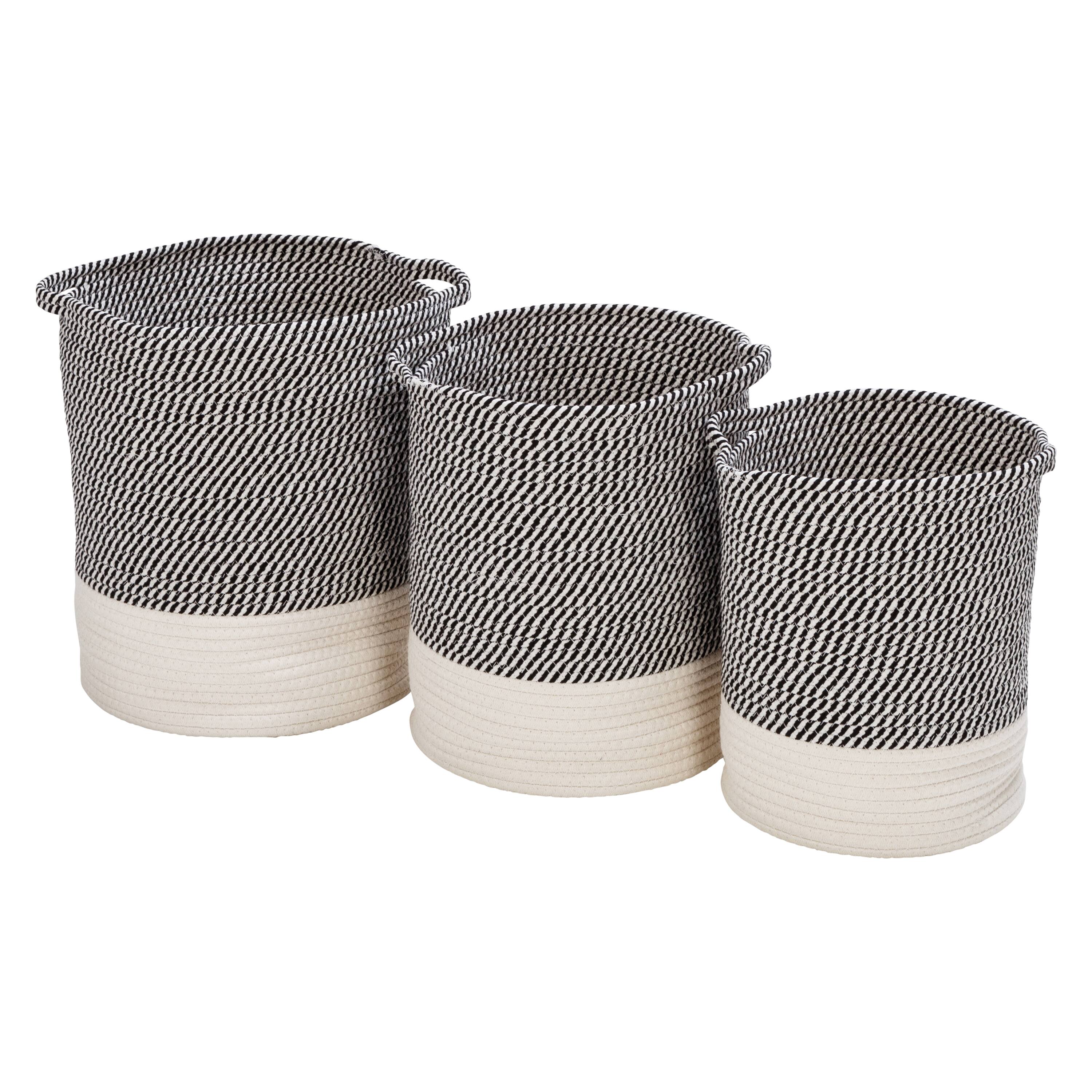 Honey Can Do Gray & White Two-Tone Cotton Rope Basket Set