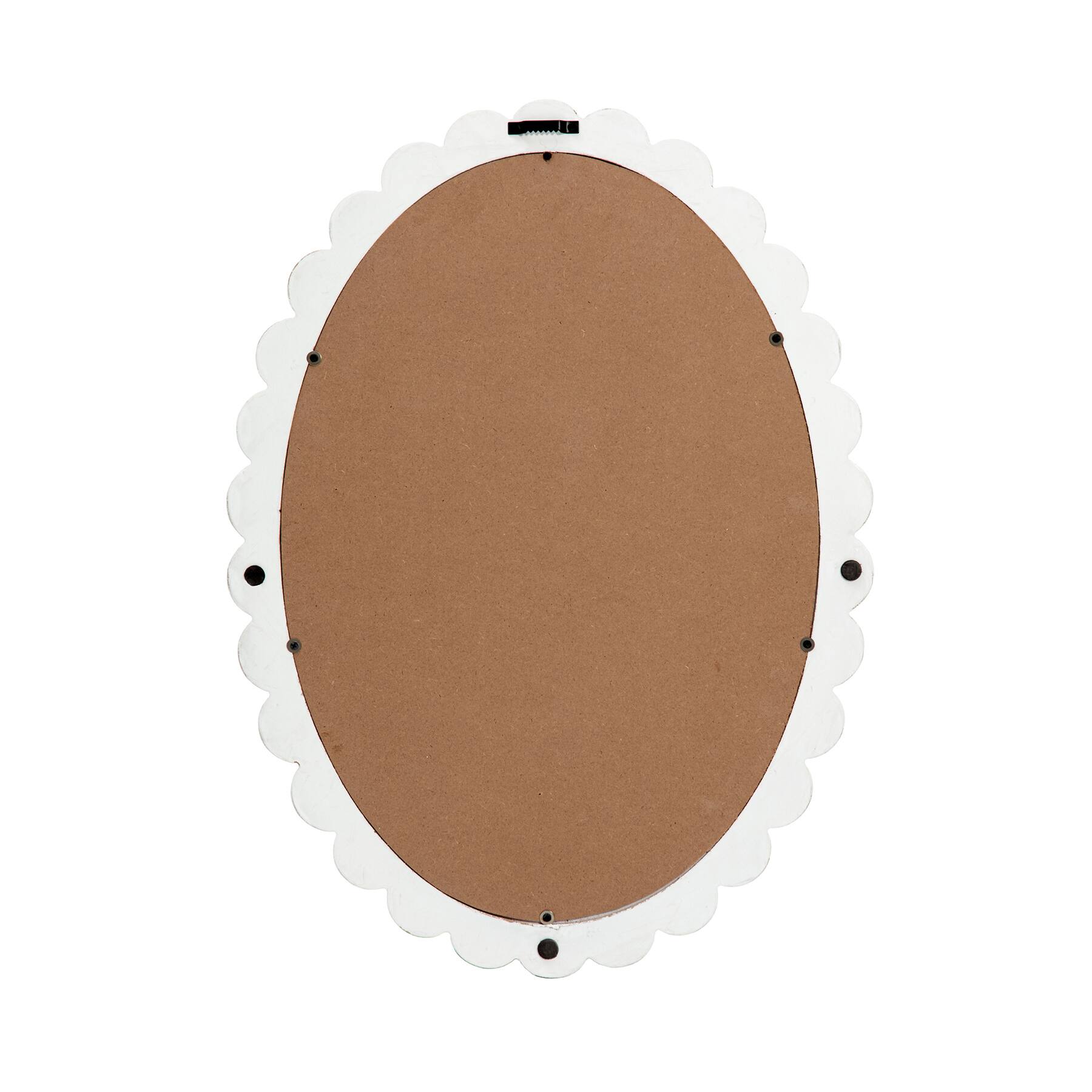 Habitat Carai 30" Distressed White Mirror with Scalloped Frame