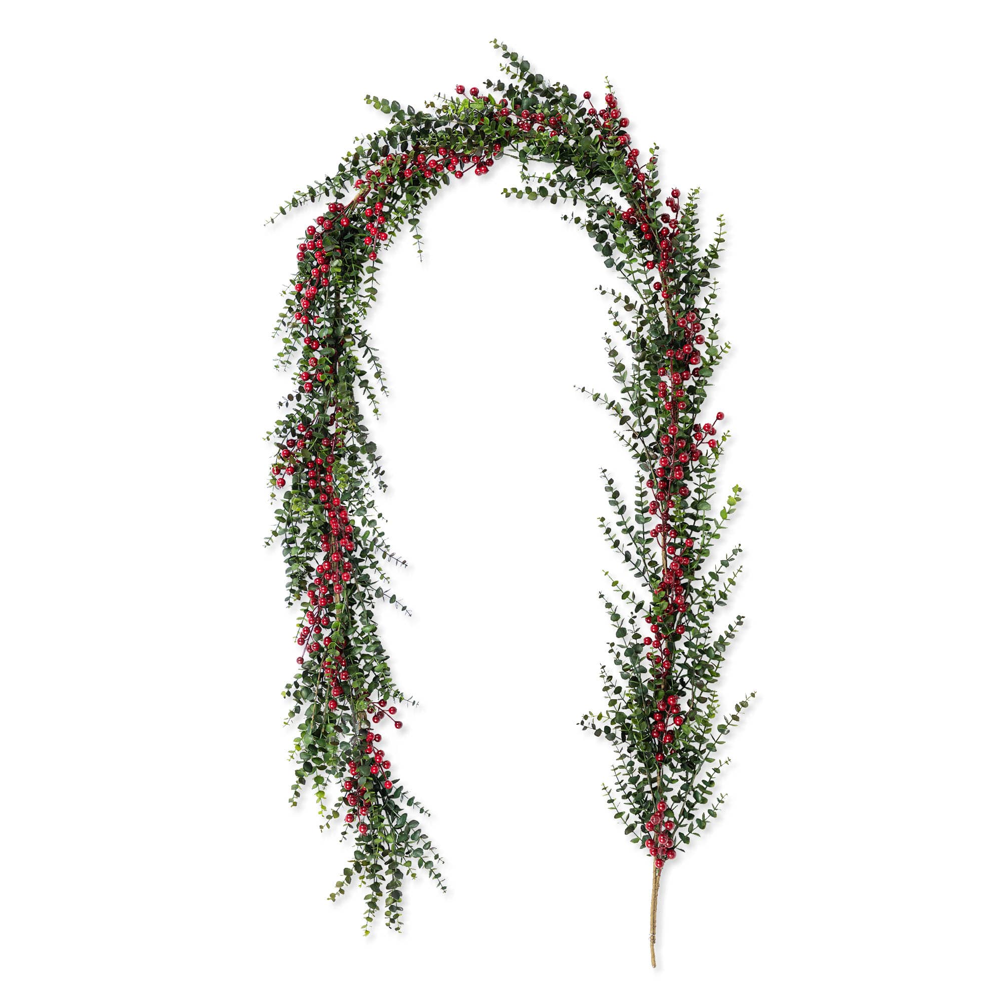 Glitzhome® 9ft Christmas Greenery Eucalyptus Garland with Red Berries