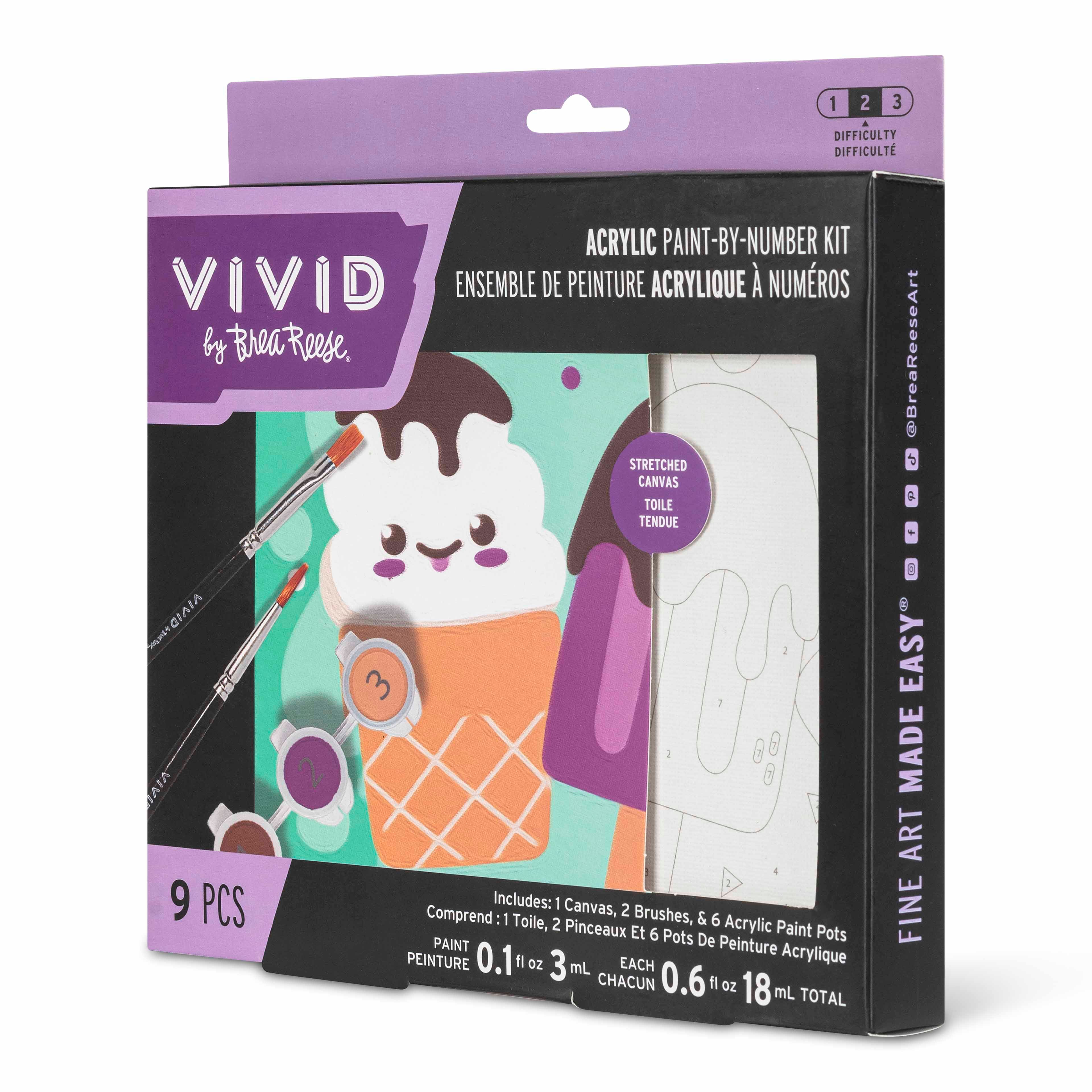 VIVID by Brea Reese&#xAE; Ice Cream Acrylic Paint-by-Number Kit
