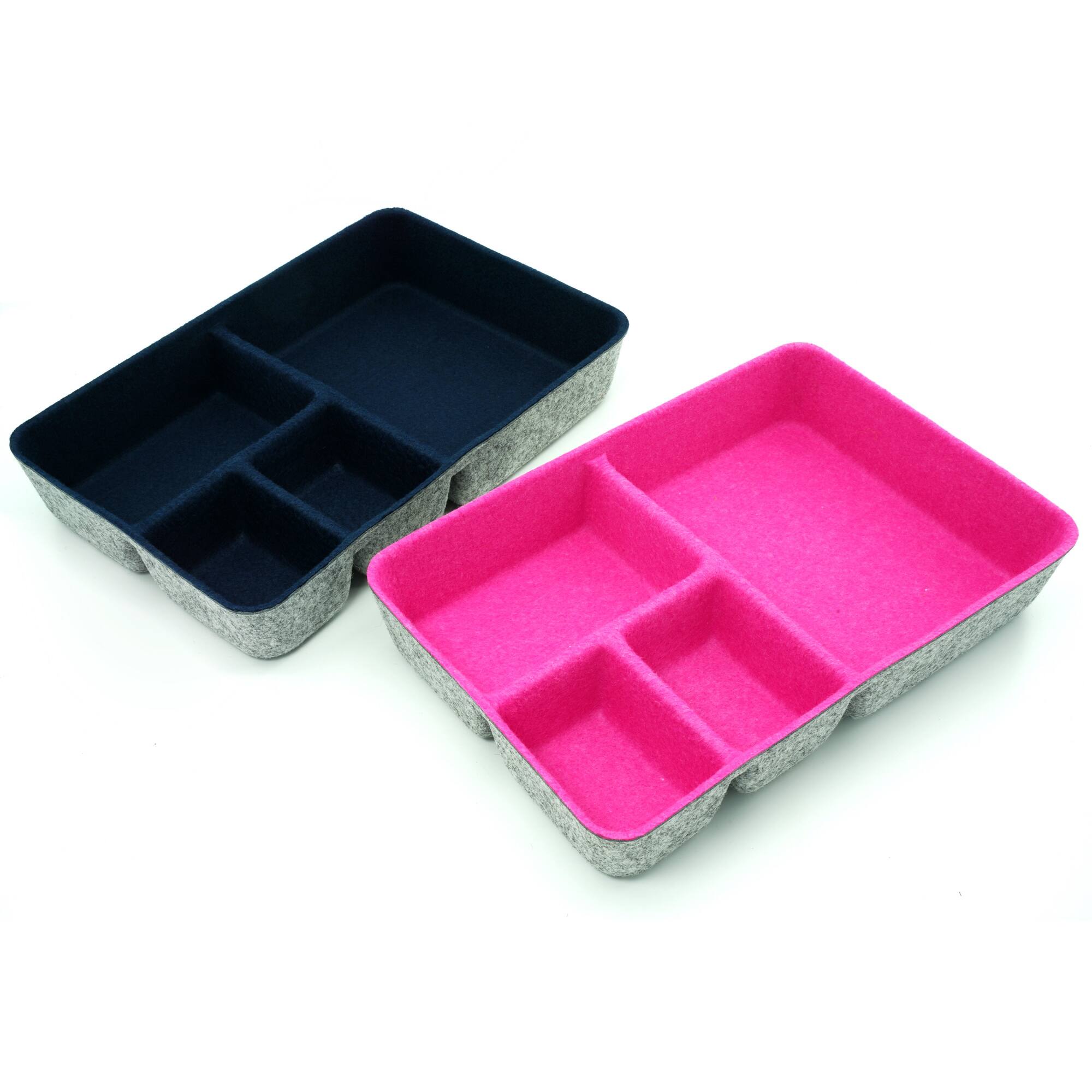 Welaxy 2 Piece Felt 4 Compartment Drawer Organizer Trays