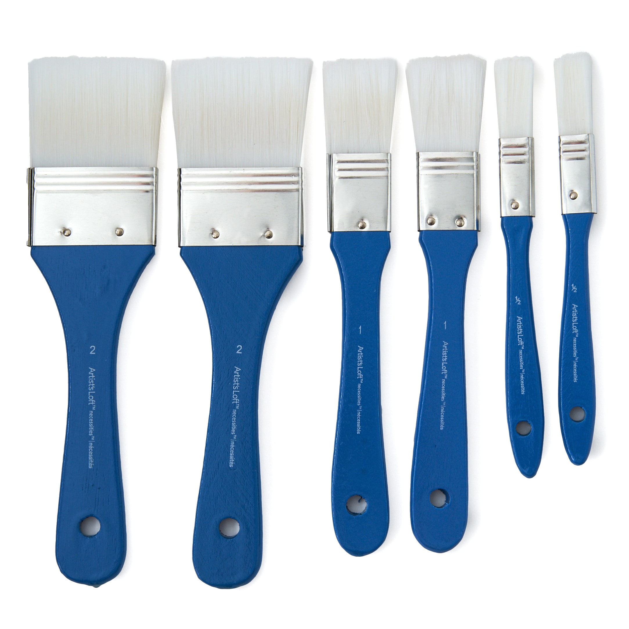 Necessities™ White Synthetic Flat Brushes by Artist's Loft®