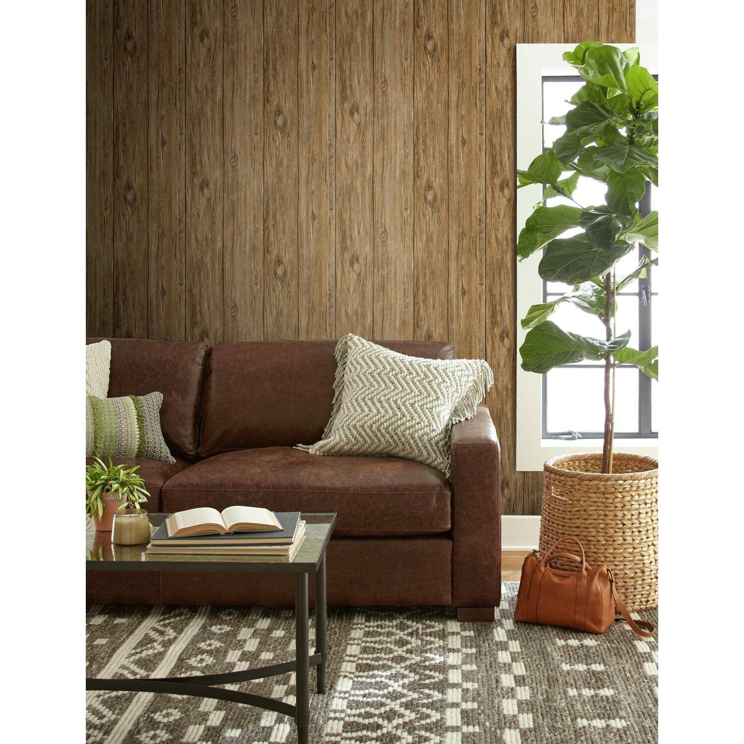 RoomMates Mushroom Wood Peel & Stick Wallpaper