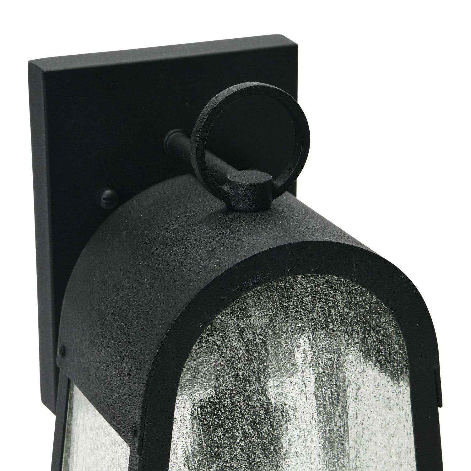 Robert Stevenson Lighting Revere 14&#x22; Textured Black Metal &#x26; Seedy Glass Outdoor Light