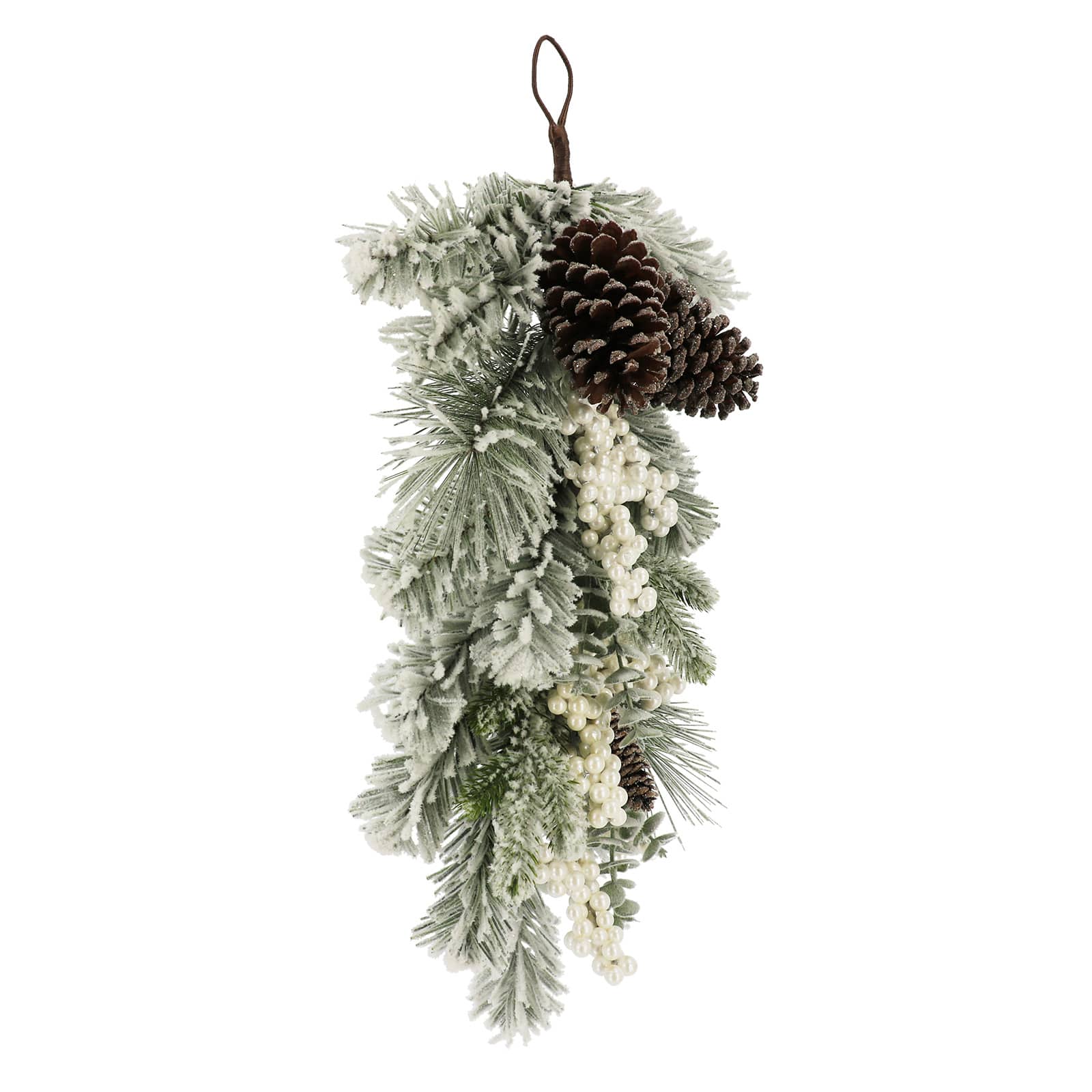24&#x22; Snowy Pine &#x26; White Berry Teardrop by Ashland&#xAE;