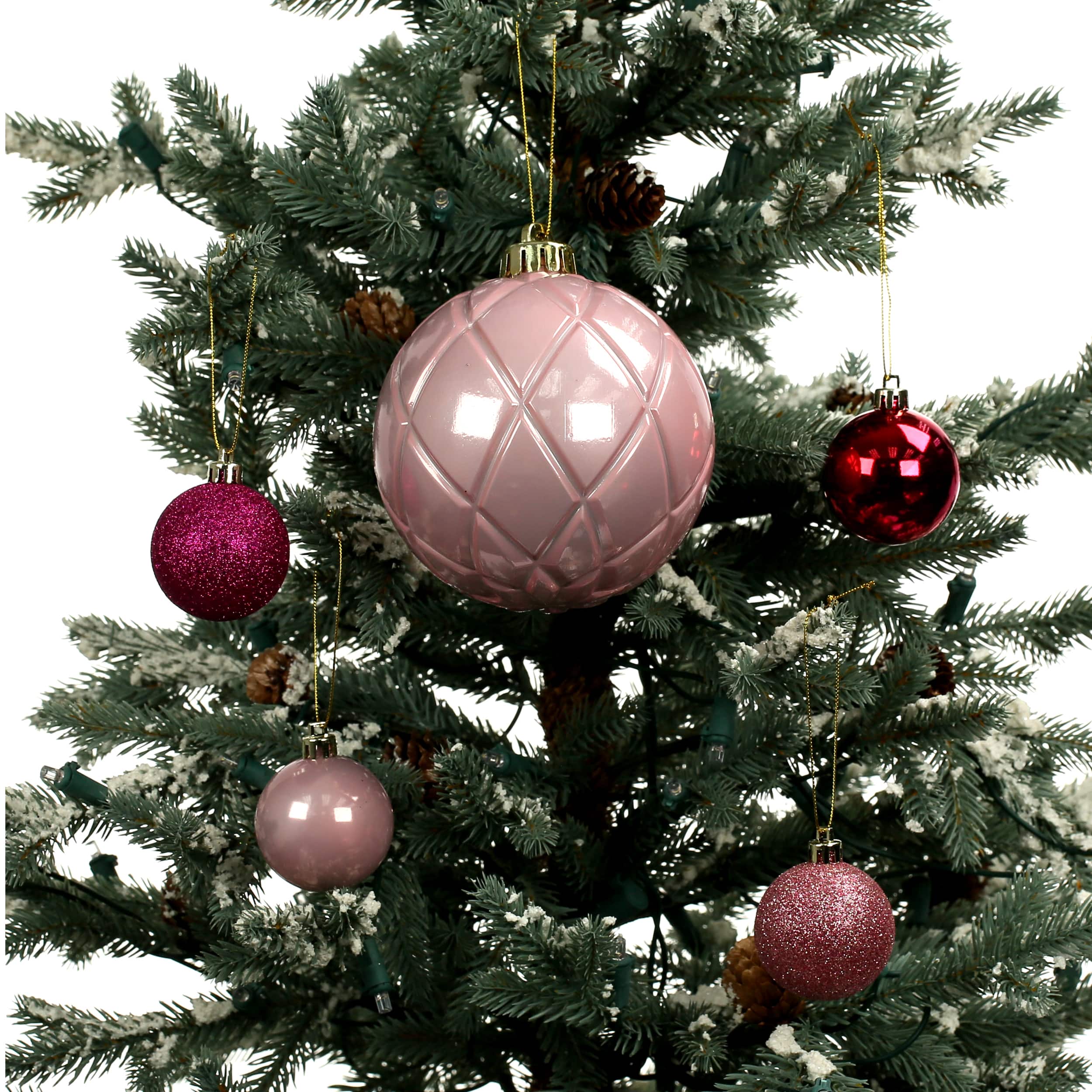 44 Pack 44mm &#x26; 120mm Pink Shatterproof Ball Ornaments by Ashland&#xAE;