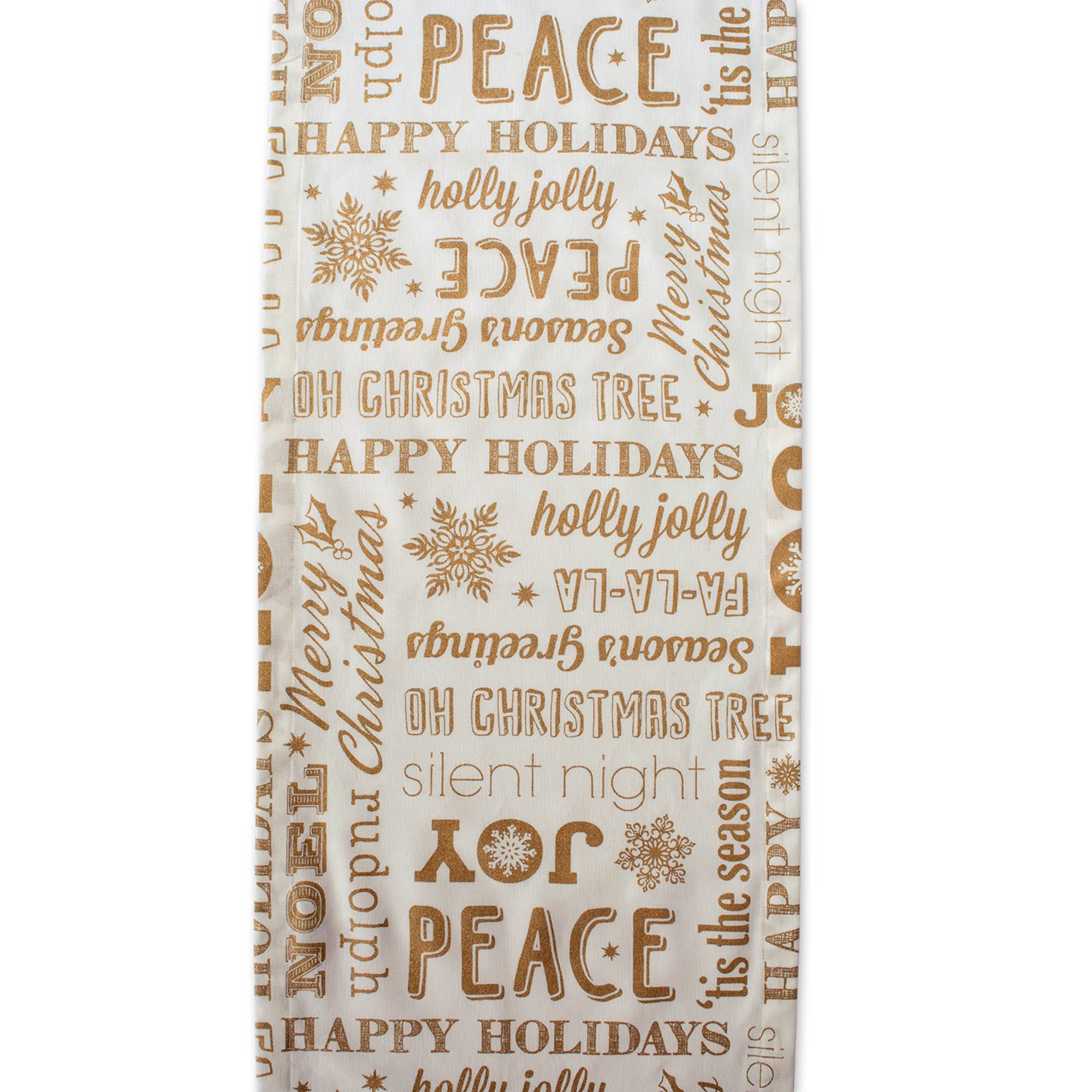 DII® 72" Gold Christmas Collage Table Runner