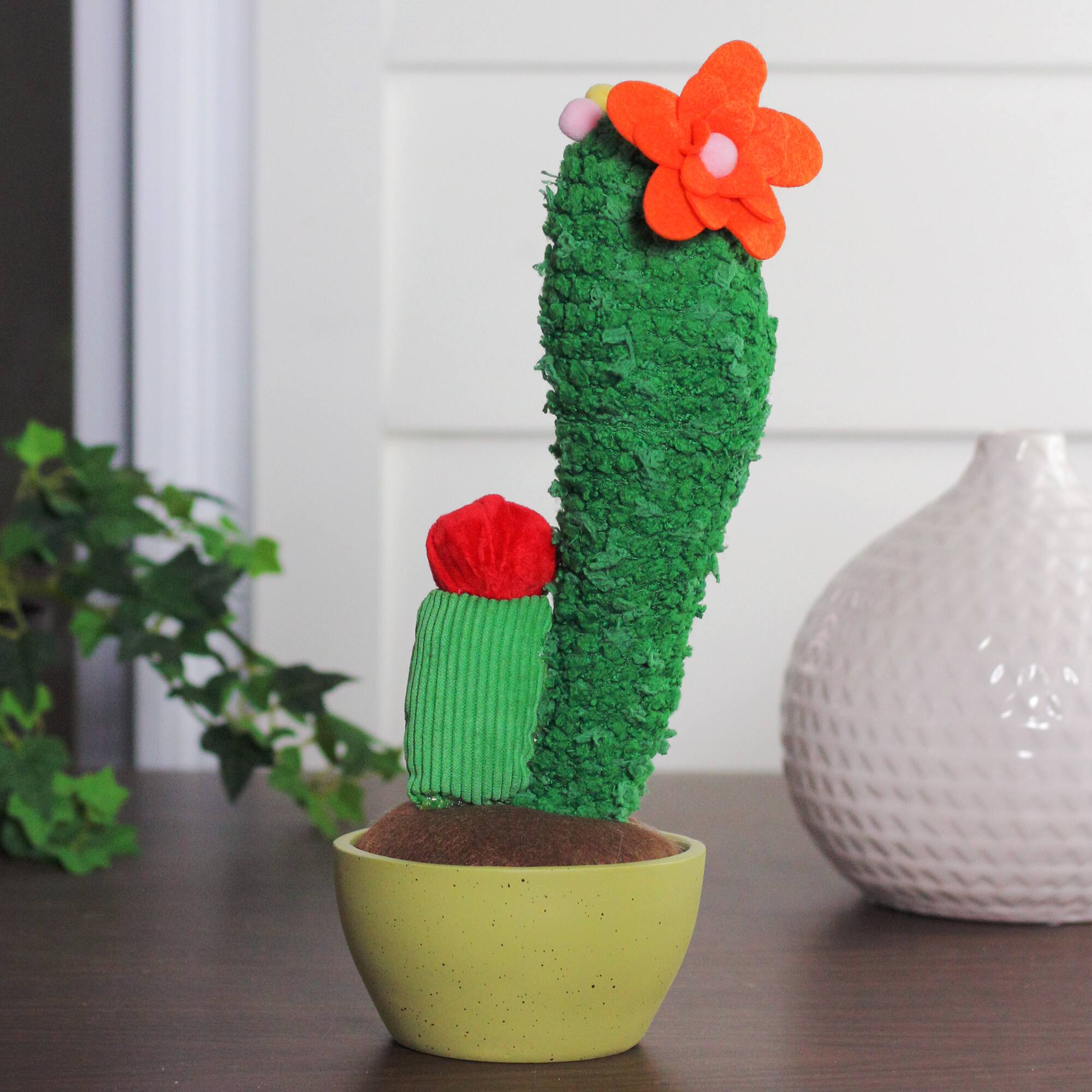 12" Mixed Plush Cactus Plant in Faux Ceramic Pot