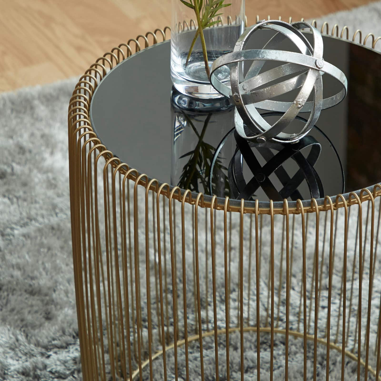 Gold Metal Contemporary Accent Table Set