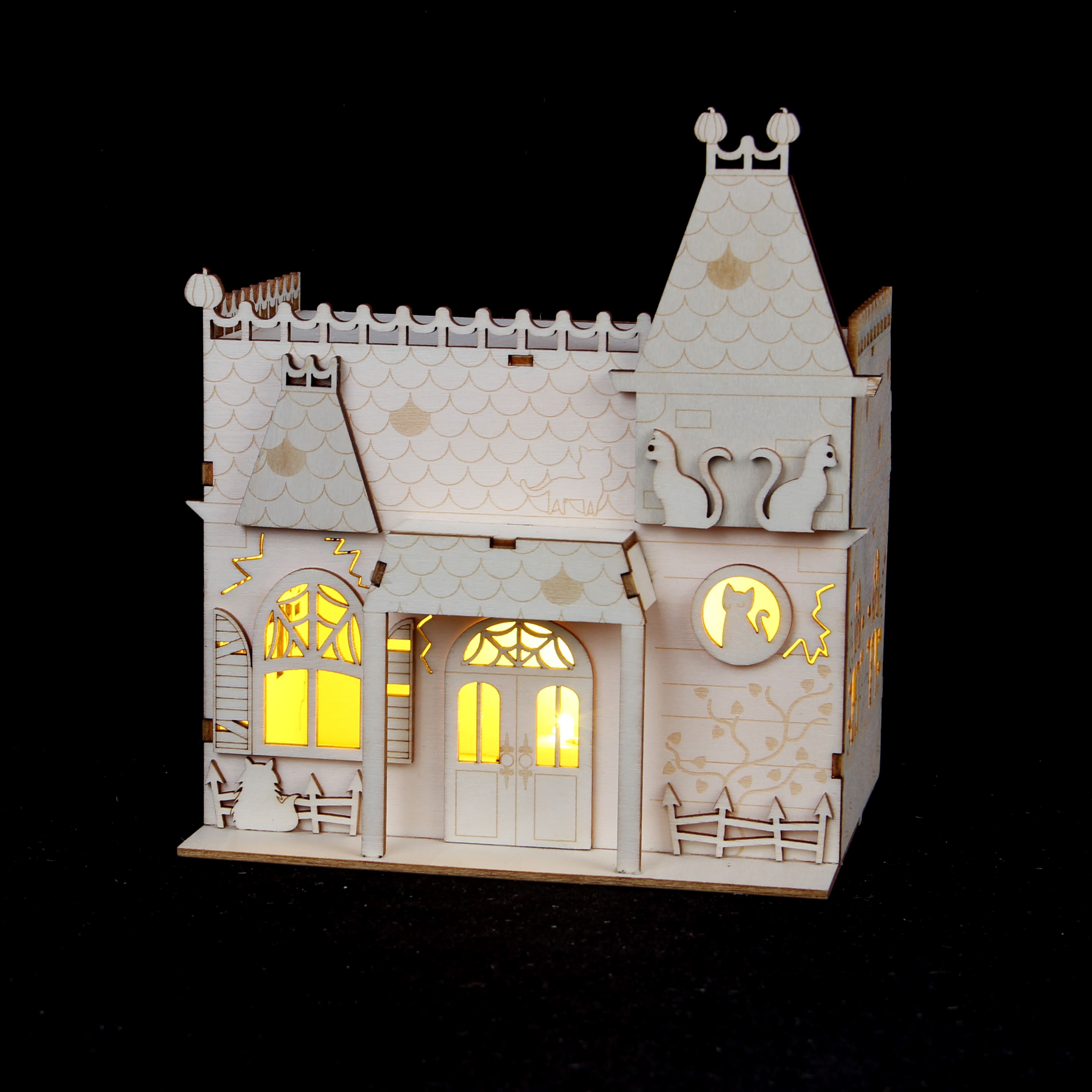 7.5" DIY Village Cat House LED Wood Décor by Make Market®