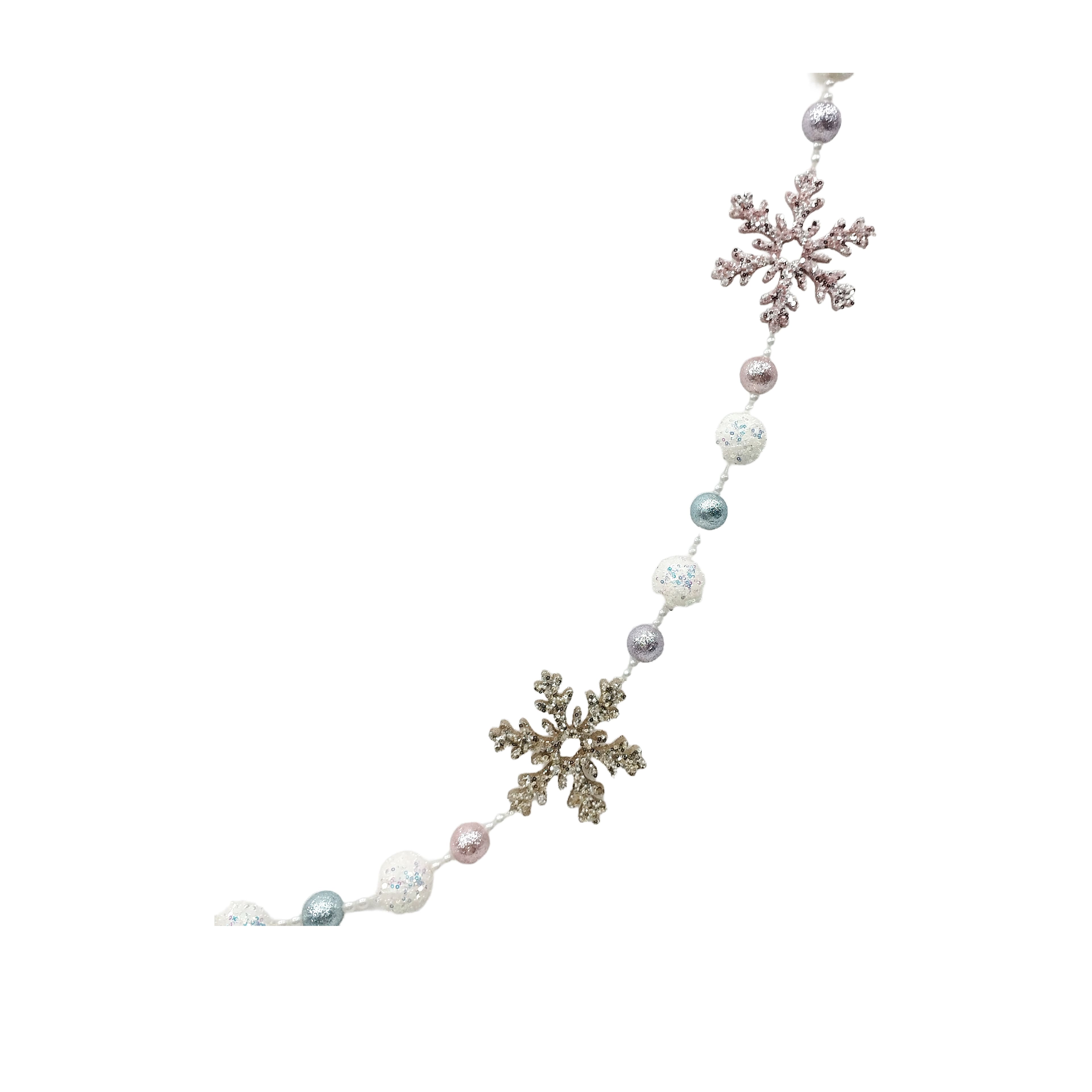 6ft. Blue &#x26; Pink Bead &#x26; Metallic Snowflake Garland by Ashland&#xAE;