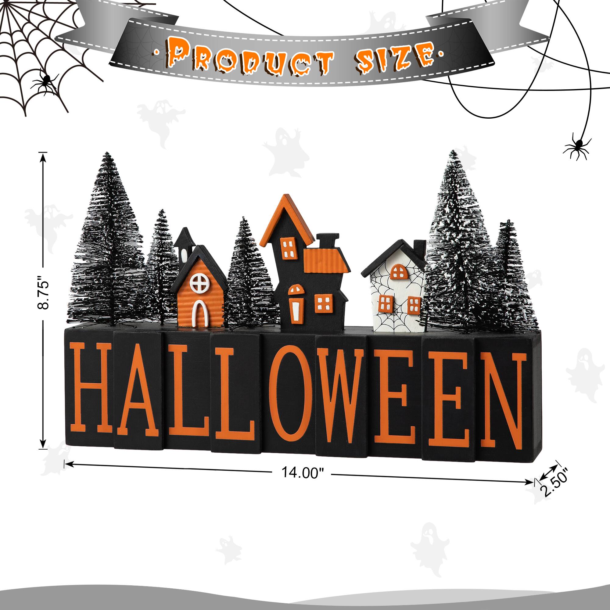 Glitzhome&#xAE; 14&#x22; Halloween Wood Haunted House Table Sign